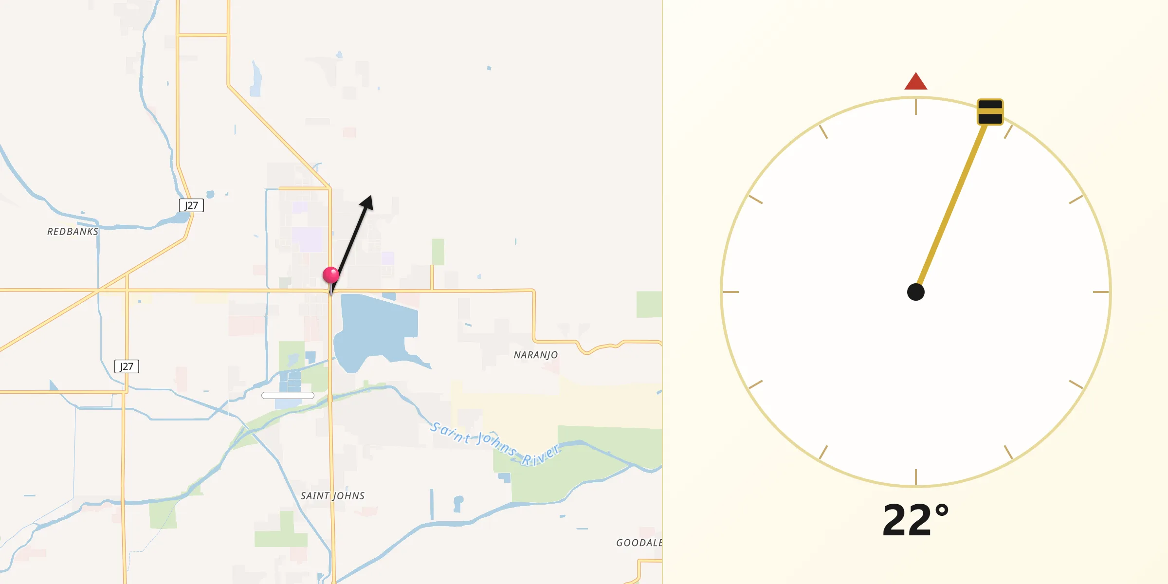Qibla Direction from Woodlake