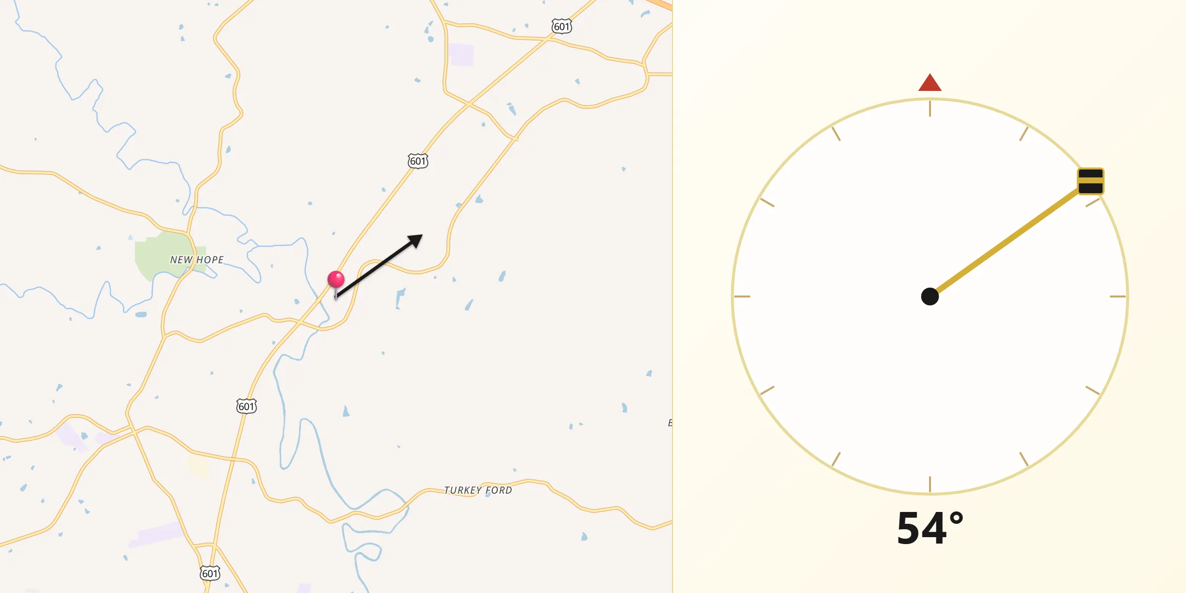 Qibla Direction from Surry County