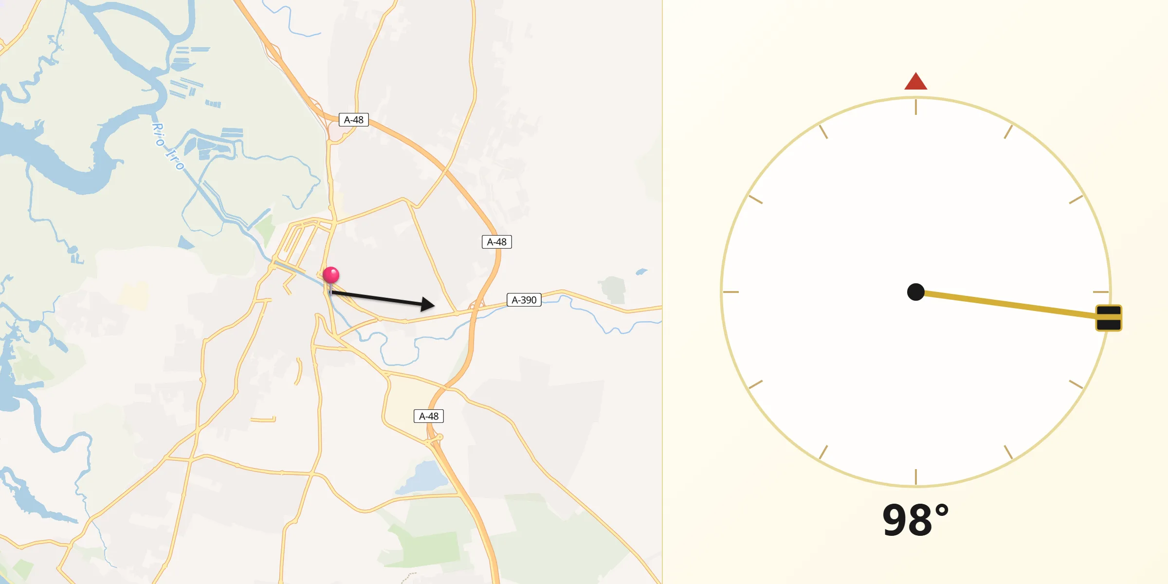 Dirección de la Qibla desde Chiclana