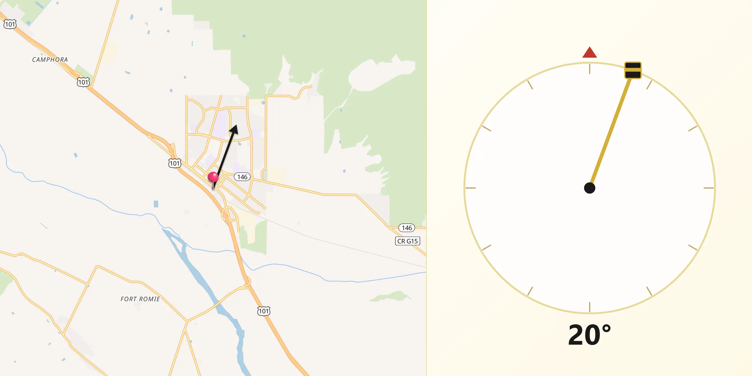 Qibla Direction from Soledad