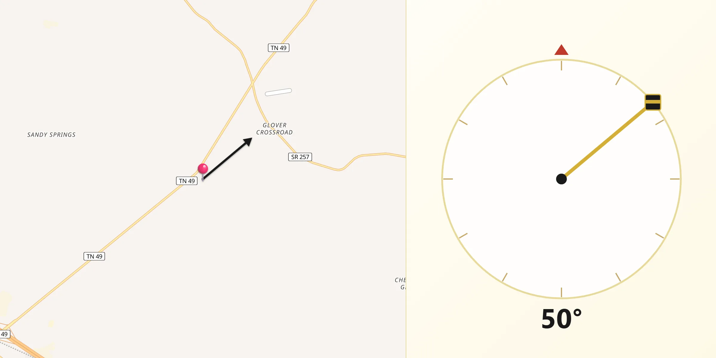 Qibla Direction from Coopertown
