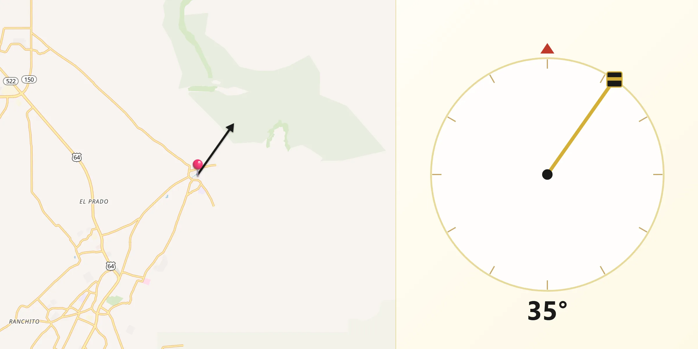 Qibla Direction from Taos Pueblo