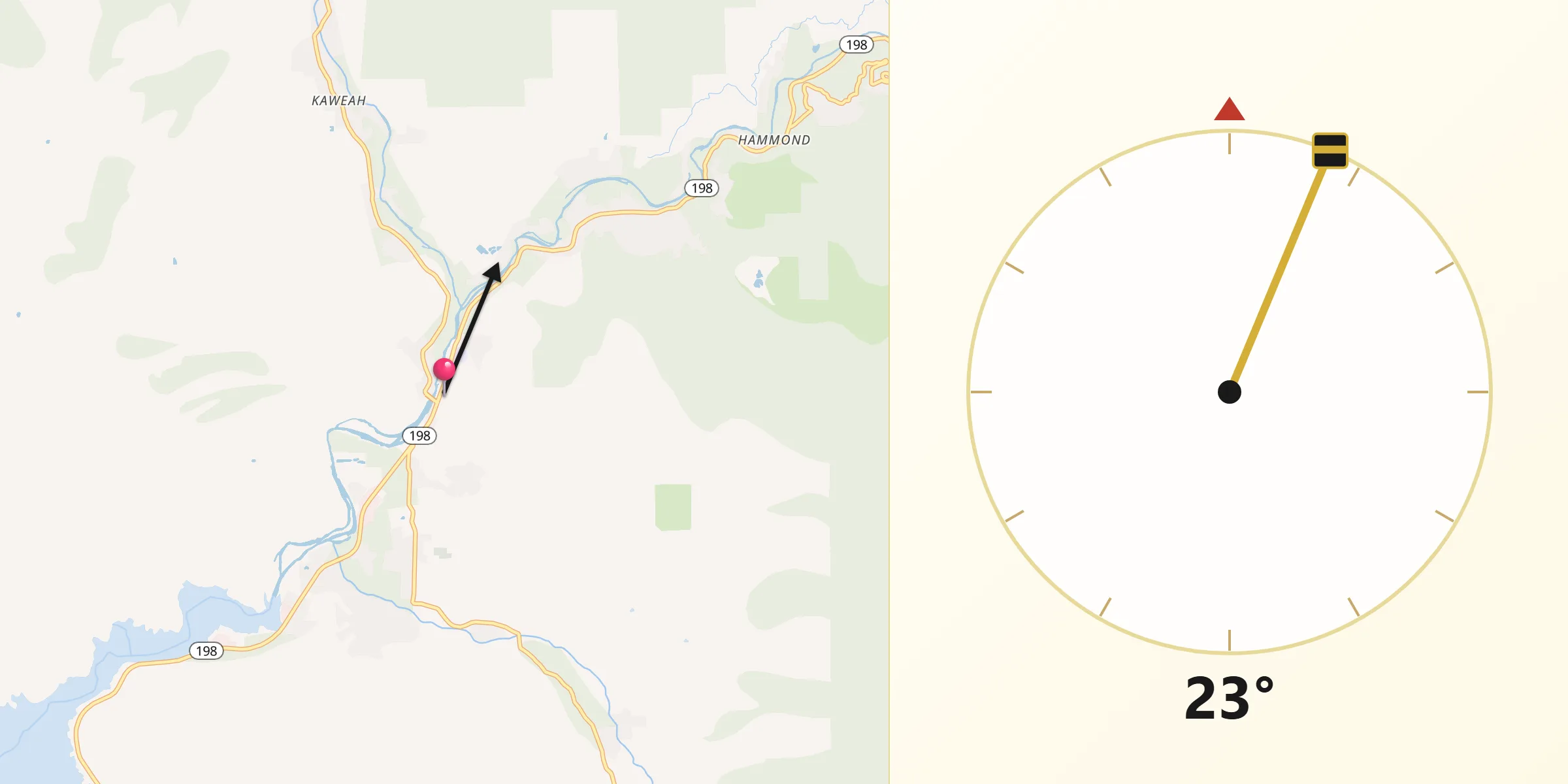 Qibla Direction from Three Rivers