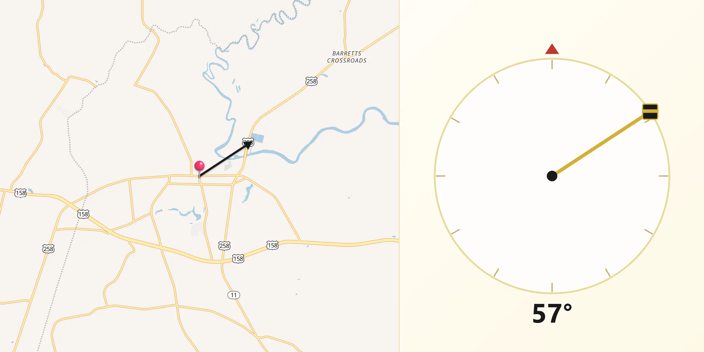 Murfreesboro থেকে কিবলার দিক