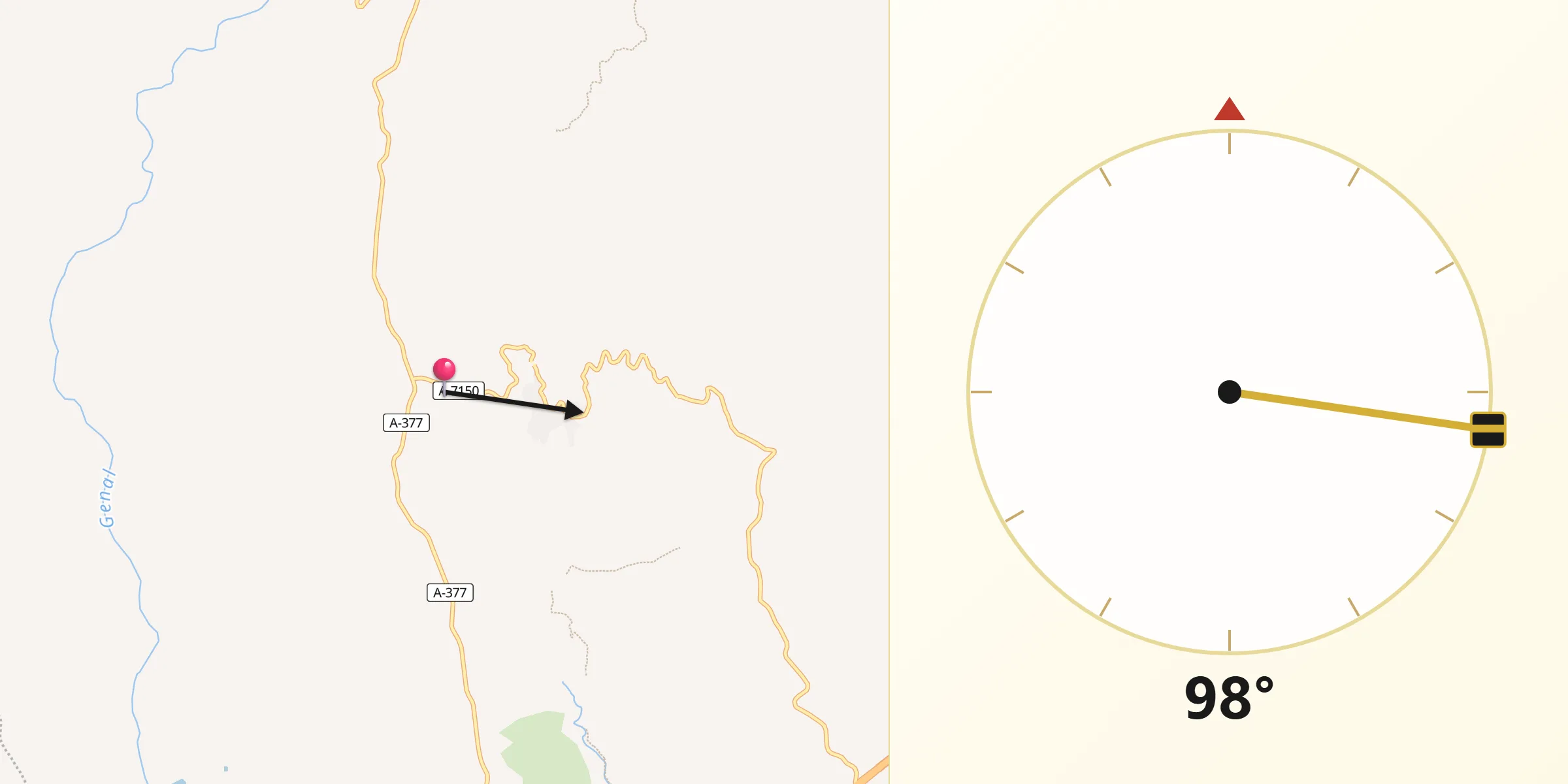 Dirección de la Qibla desde Casares