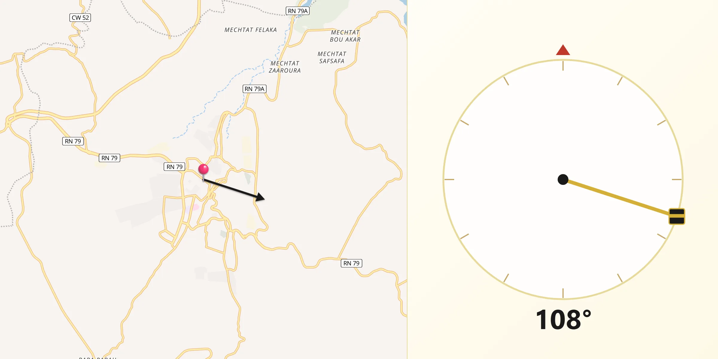اتجاه القبلة من ميلة