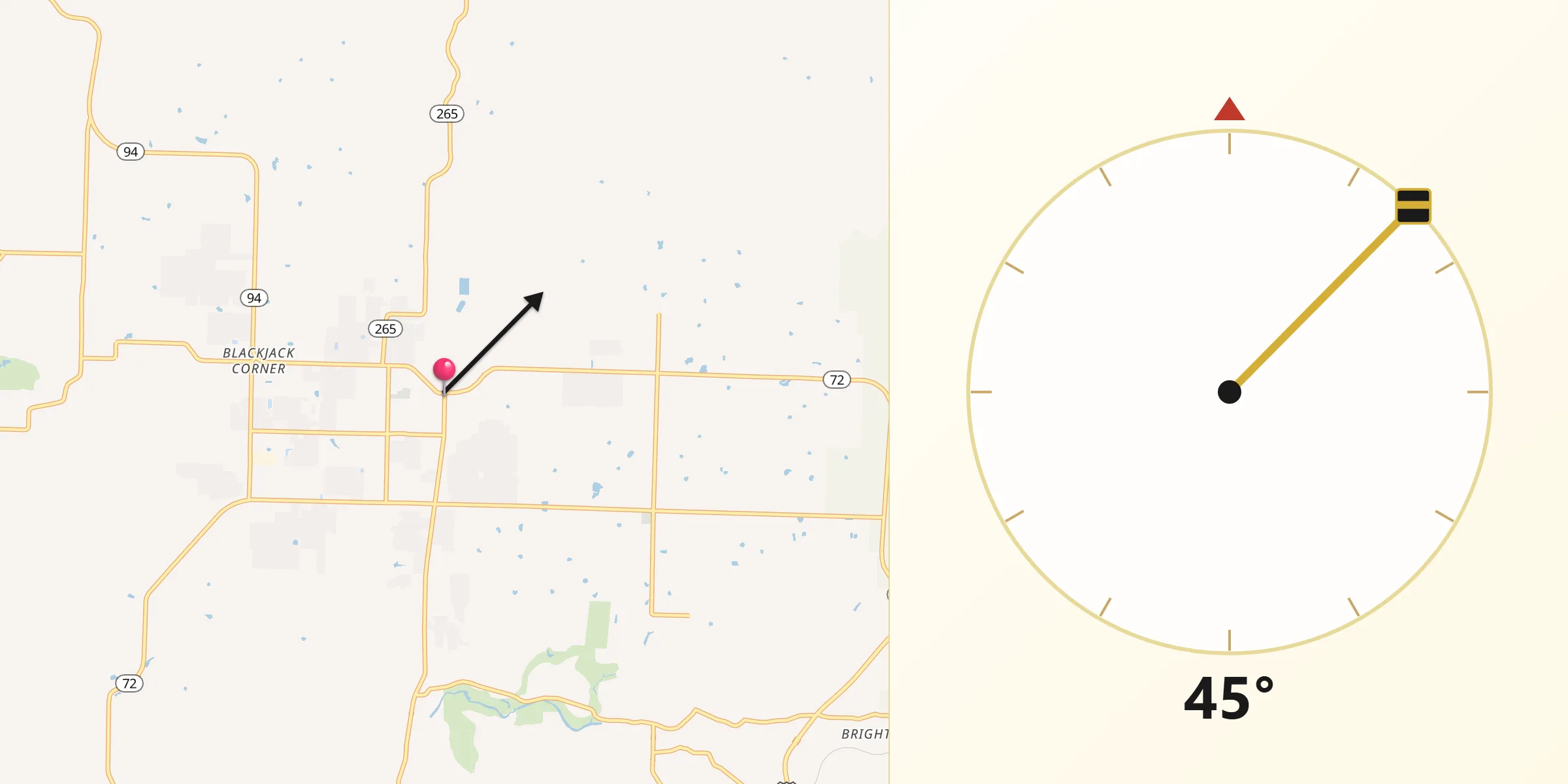 Qibla Direction from Pea Ridge
