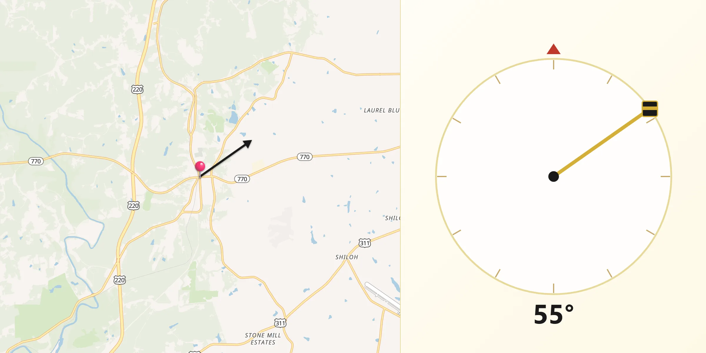 Qibla Direction from Stoneville
