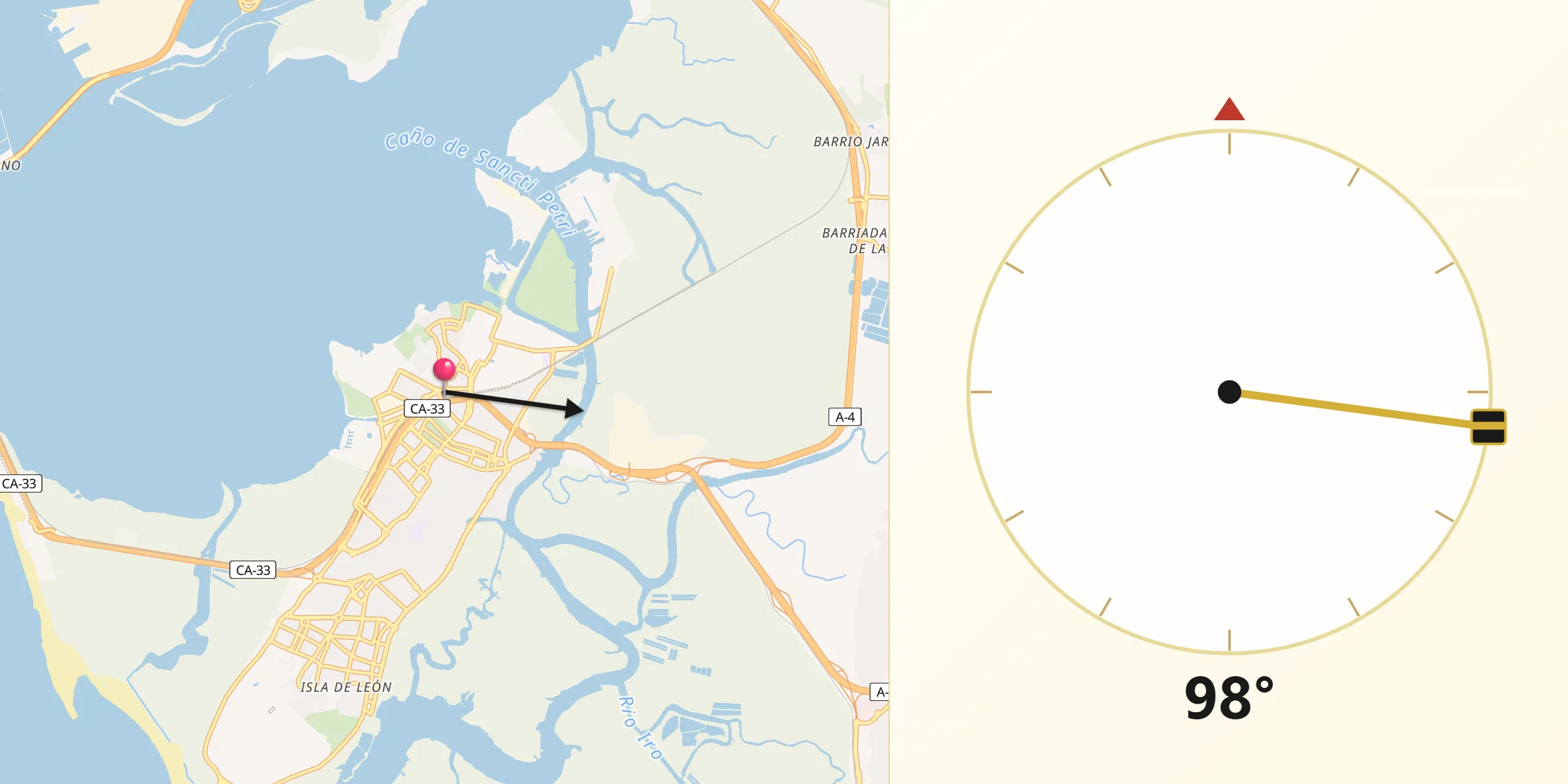 Dirección de la Qibla desde San Fernando