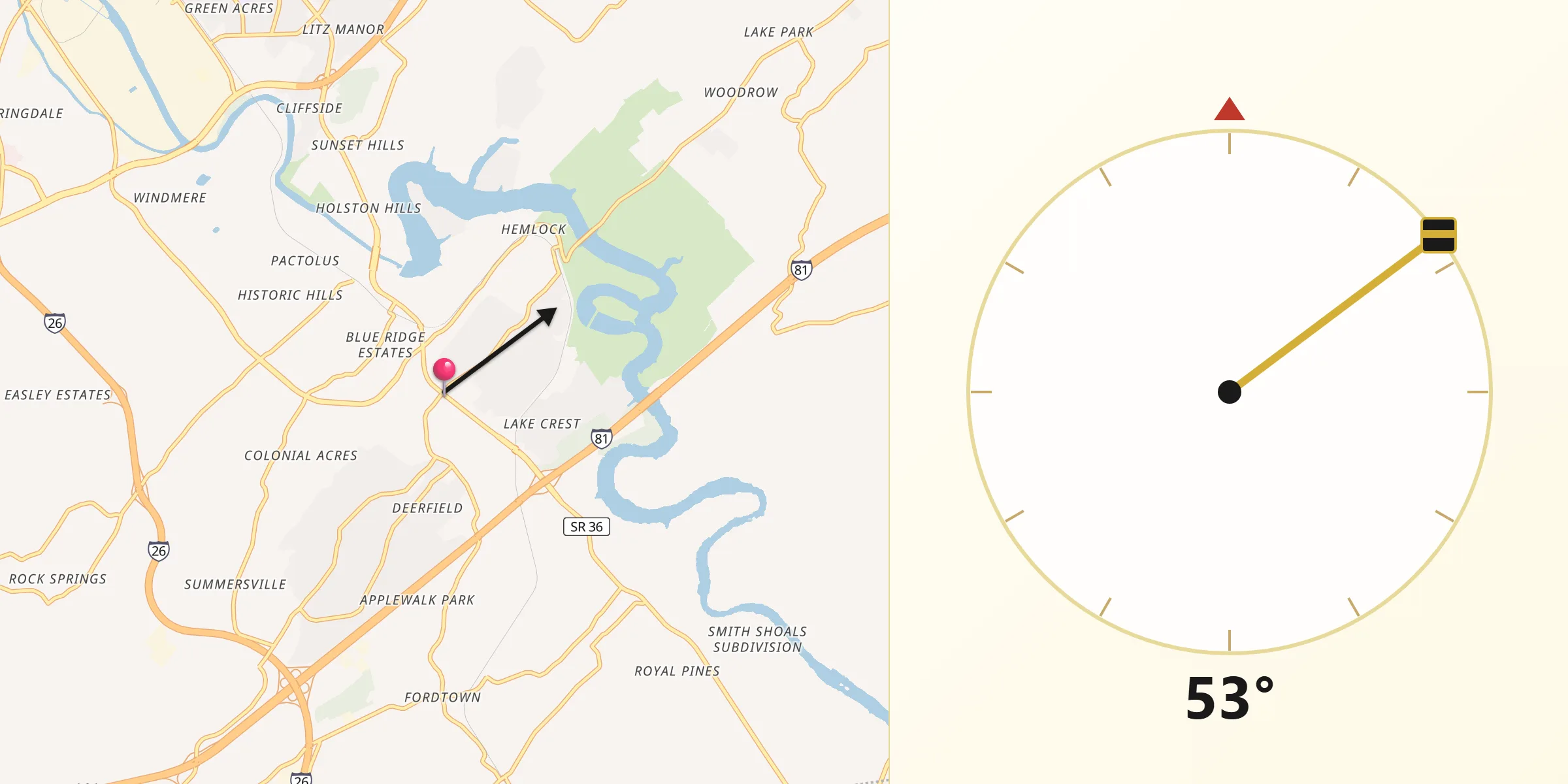 Qibla Direction from Colonial Heights