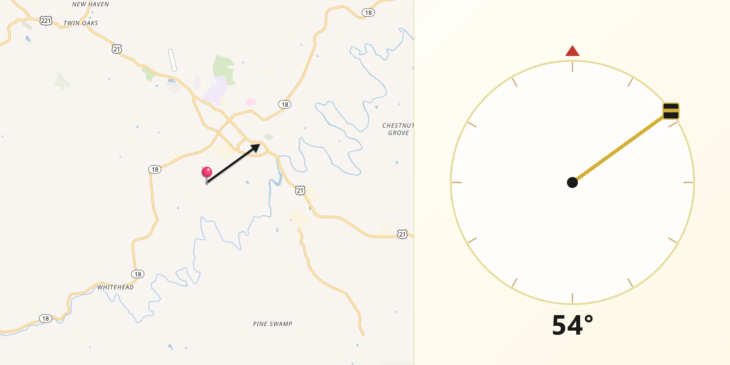 Qibla Direction from Alleghany