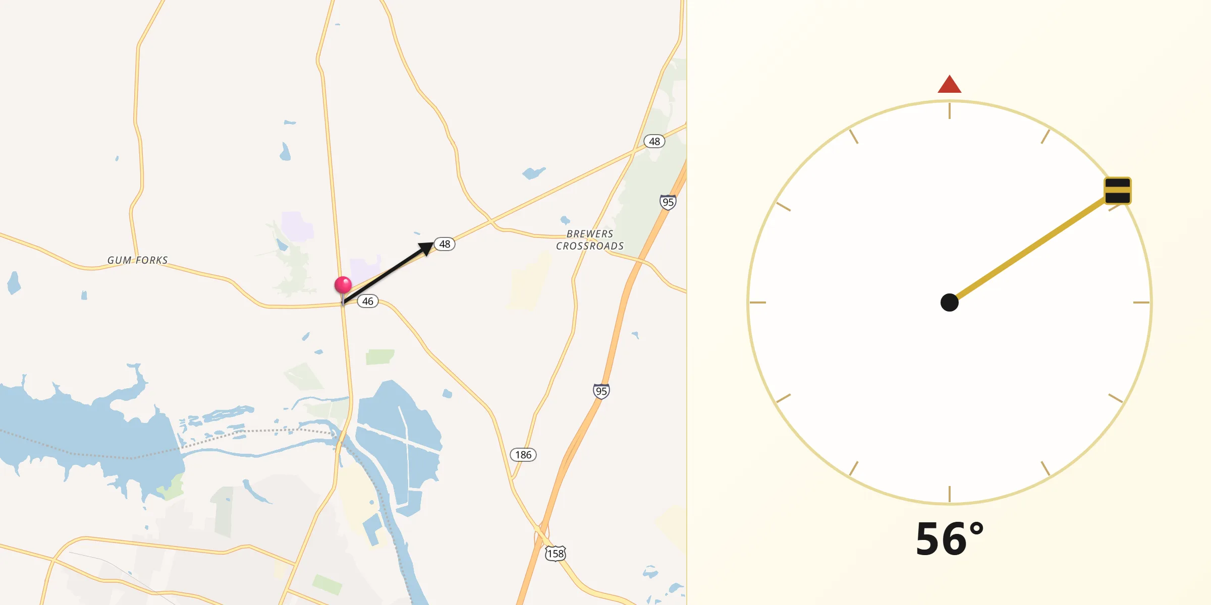 Qibla Direction from Gaston