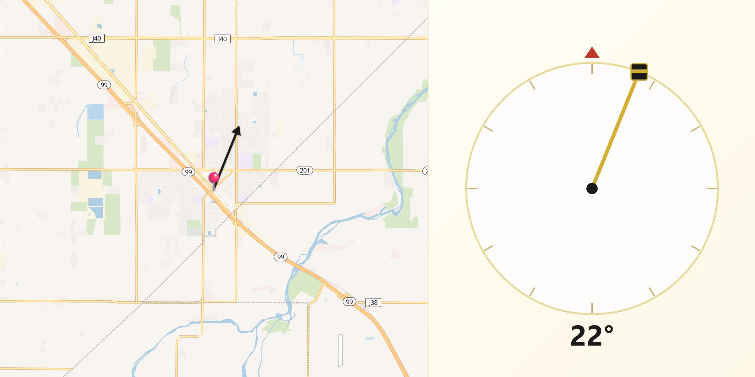 Qibla Direction from Kingsburg