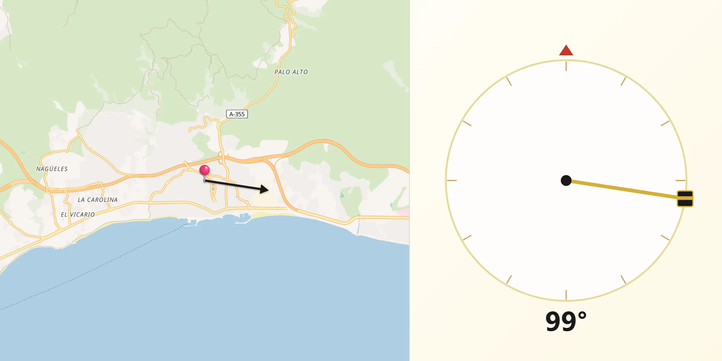 Dirección de la Qibla desde Marbella
