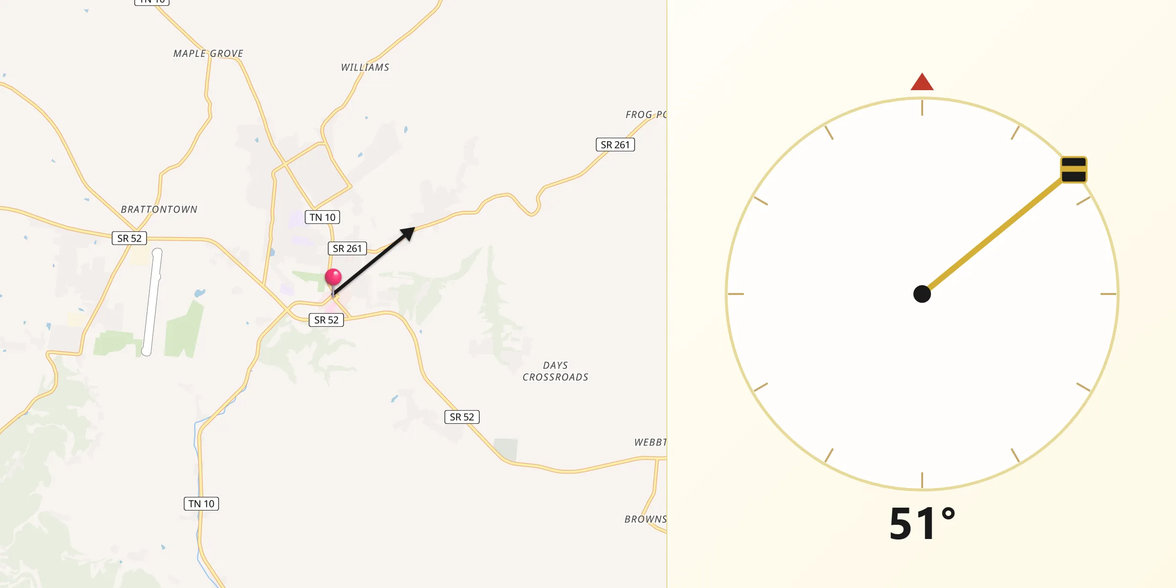 Dirección de la Qibla desde Lafayette