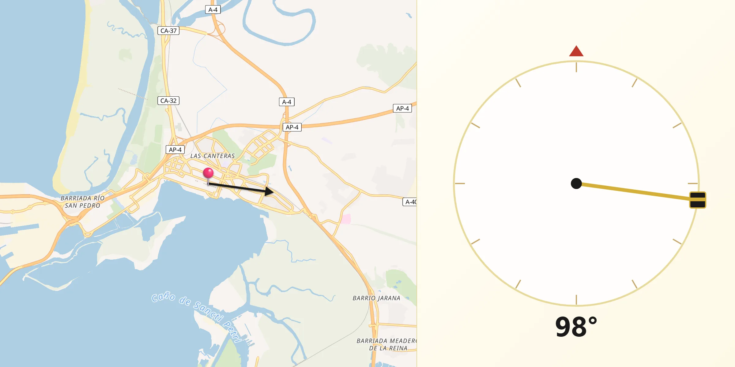Dirección de la Qibla desde Puerto Real