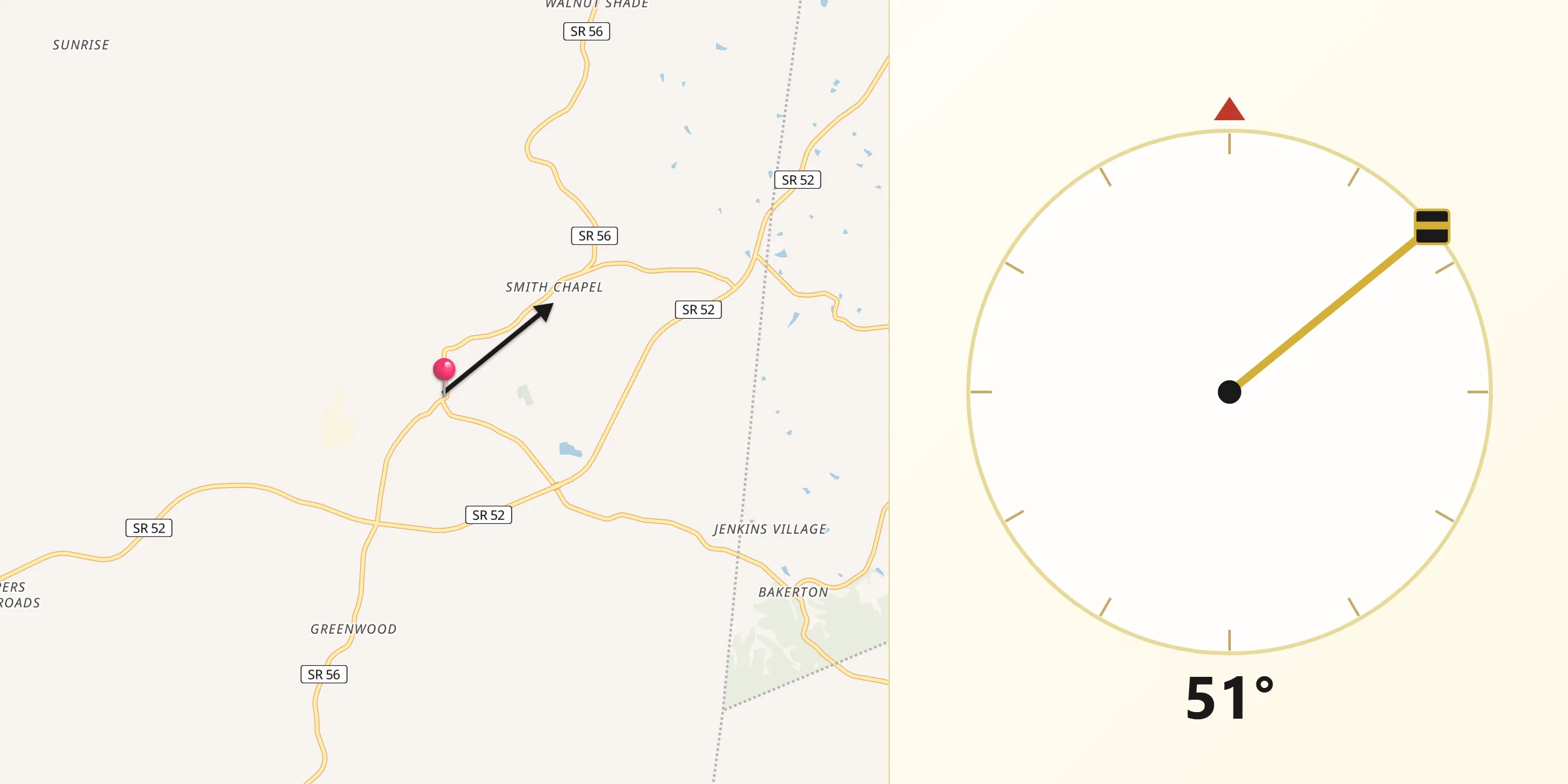 Qibla Direction from Red Boiling Springs