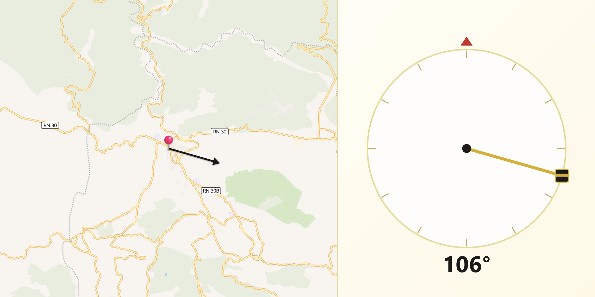 Direction vers la Qibla depuis Boghni