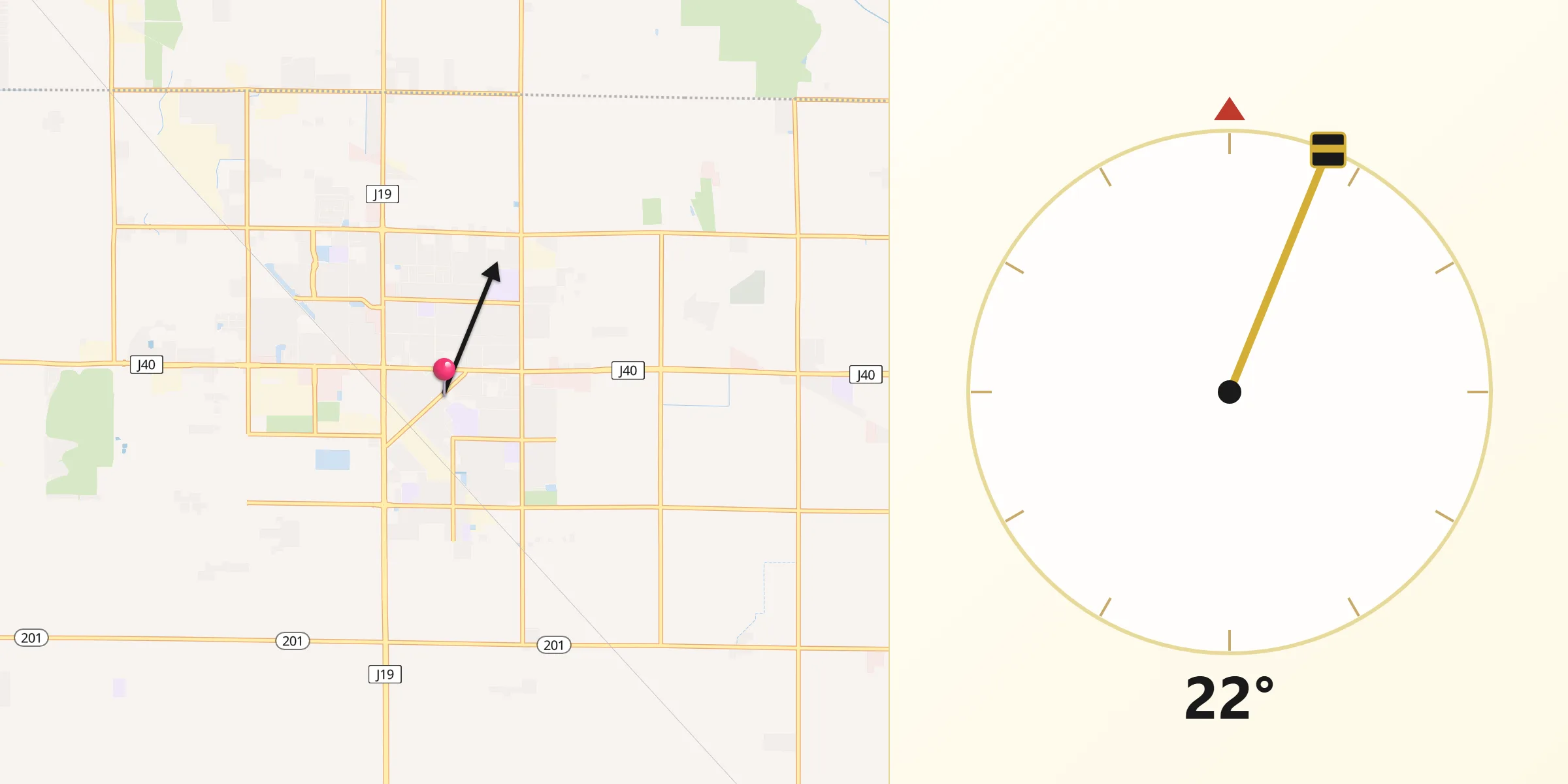 Qibla Direction from Dinuba