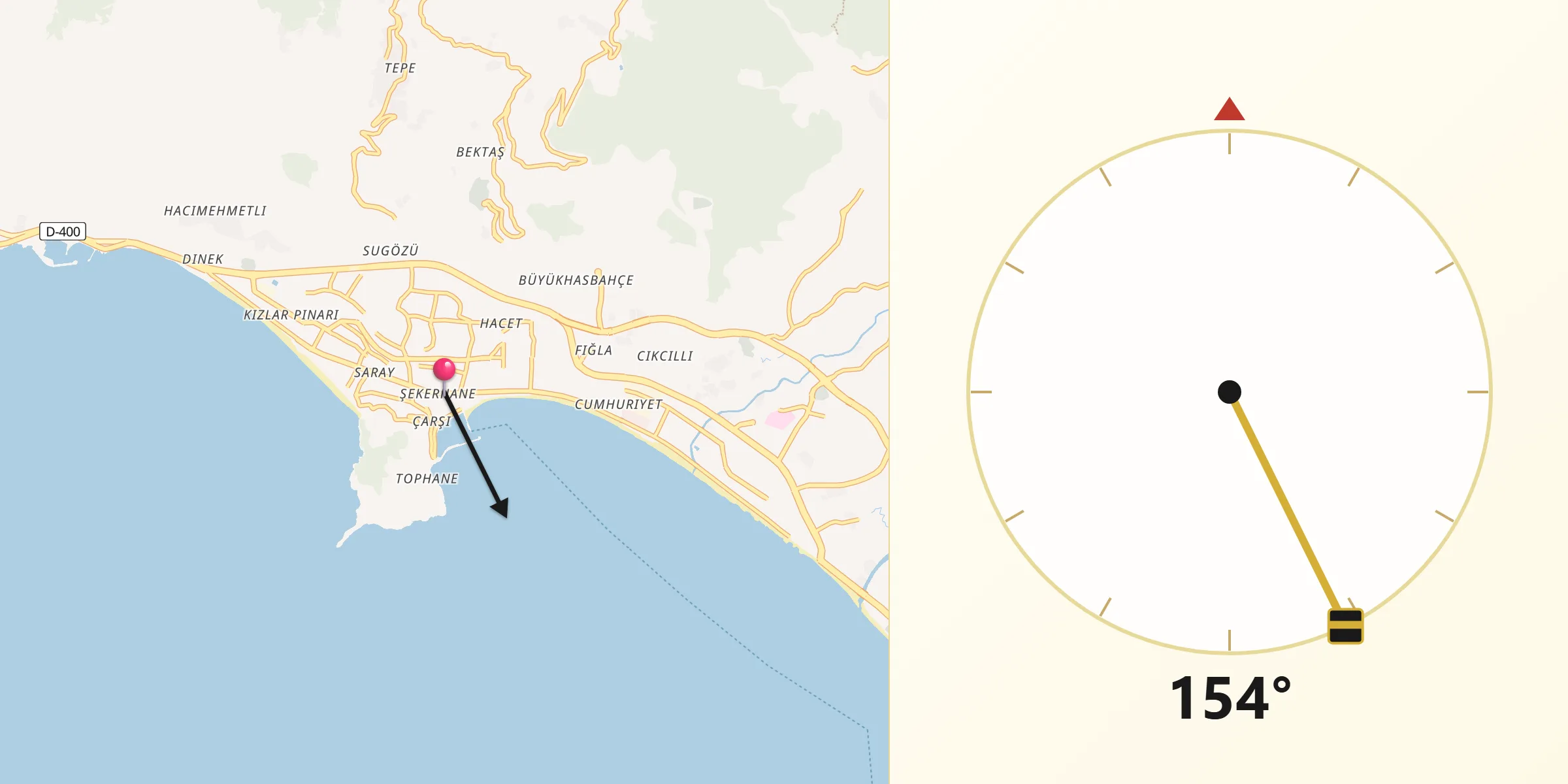 Alanya şehrinden Kıble Yönü
