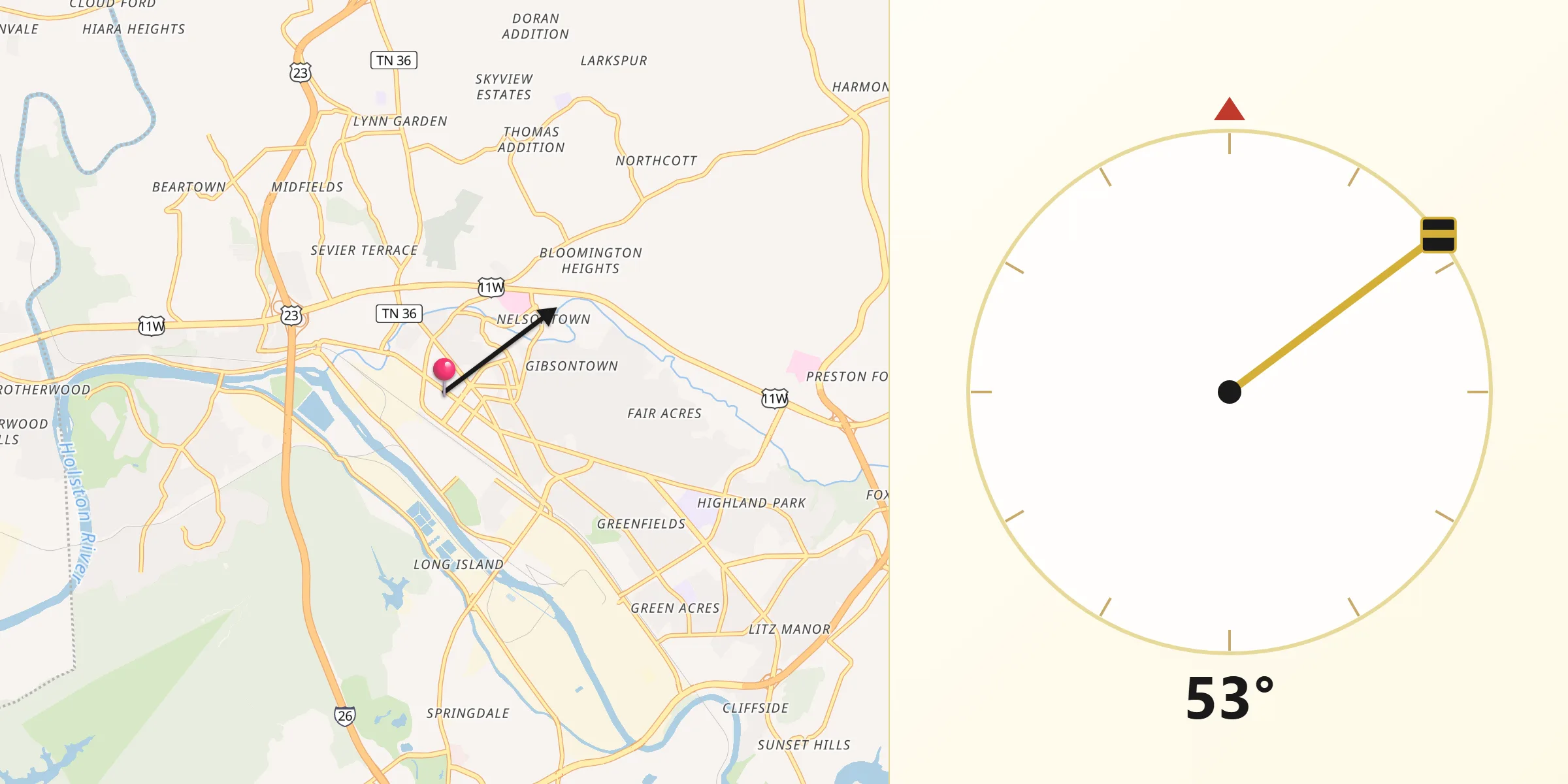Qibla Direction from Kingsport