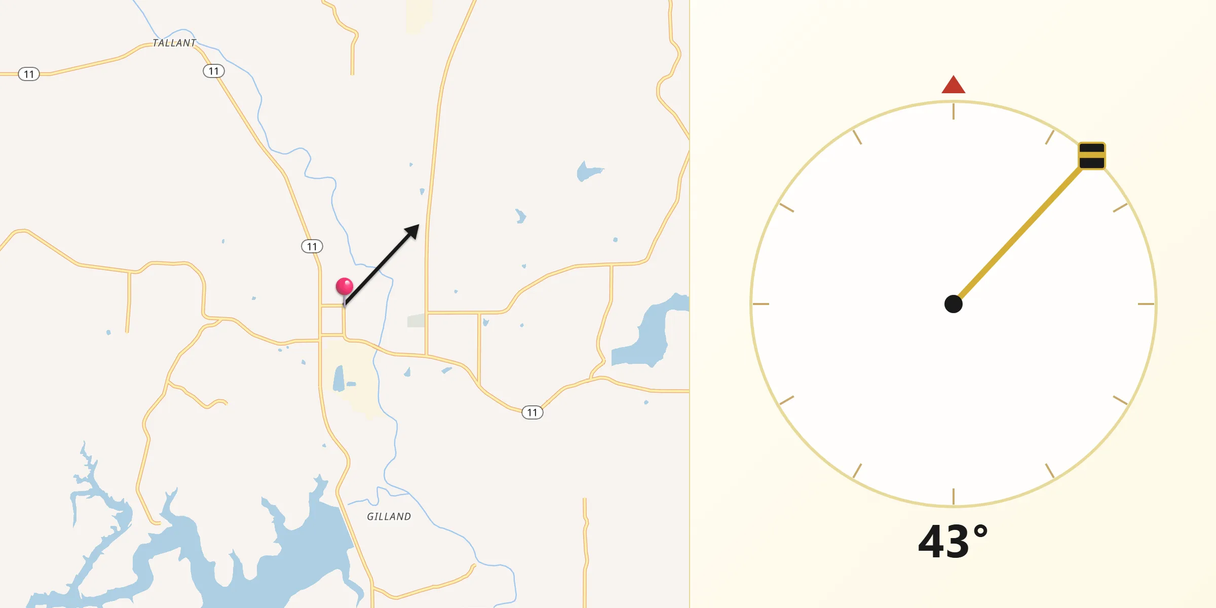 Qibla Direction from Barnsdall