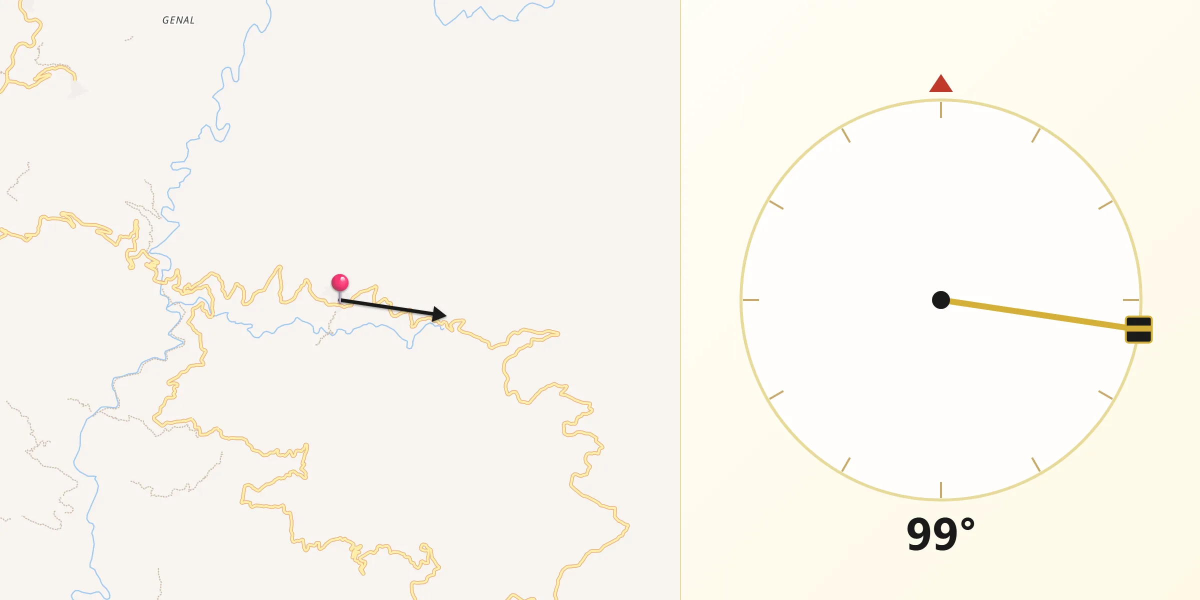 Dirección de la Qibla desde Jubrique