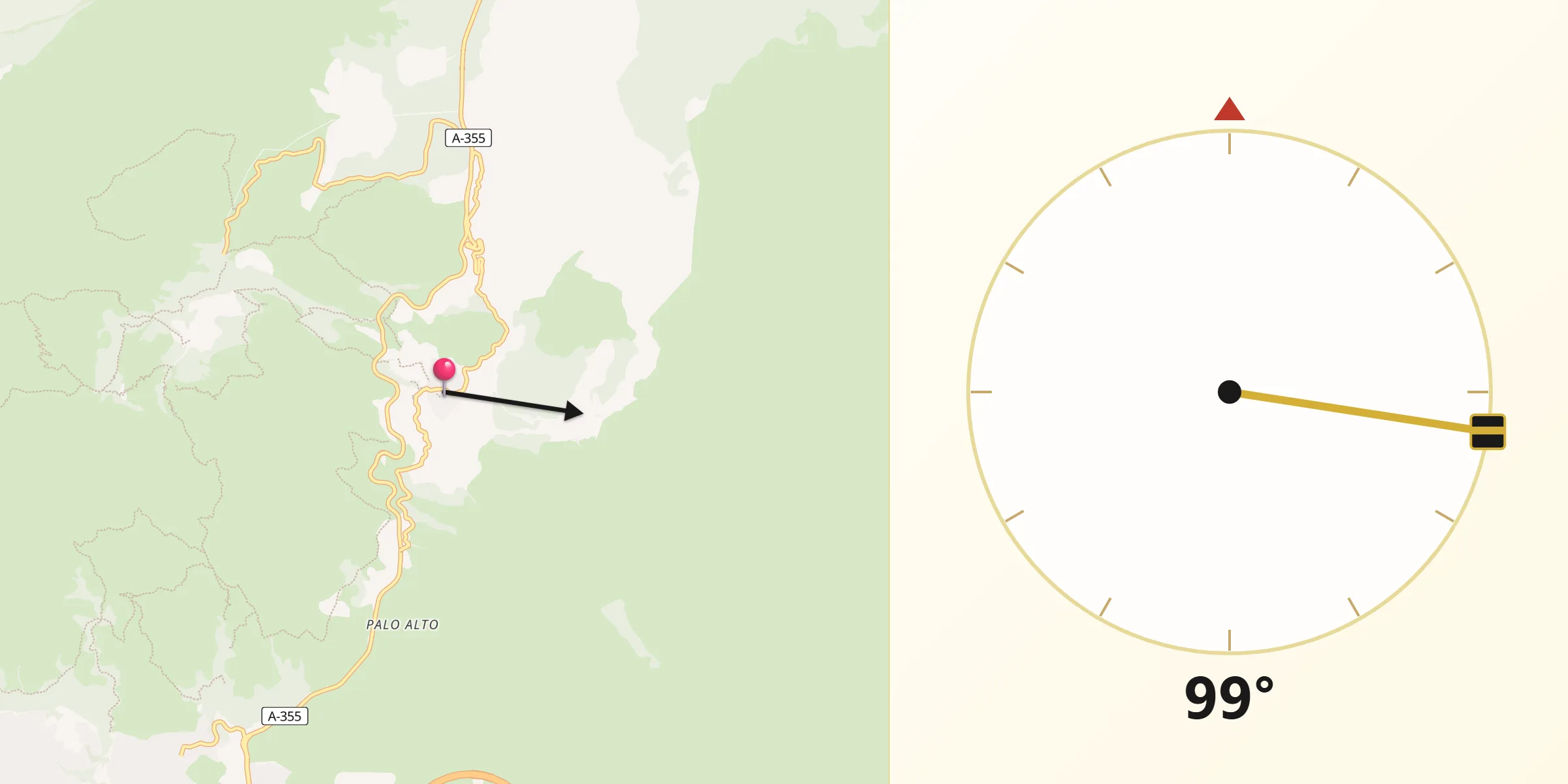 Dirección de la Qibla desde Ojén