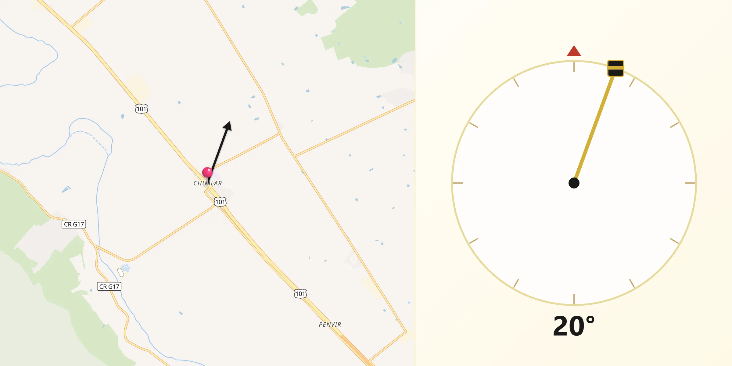 Qibla Direction from Chualar