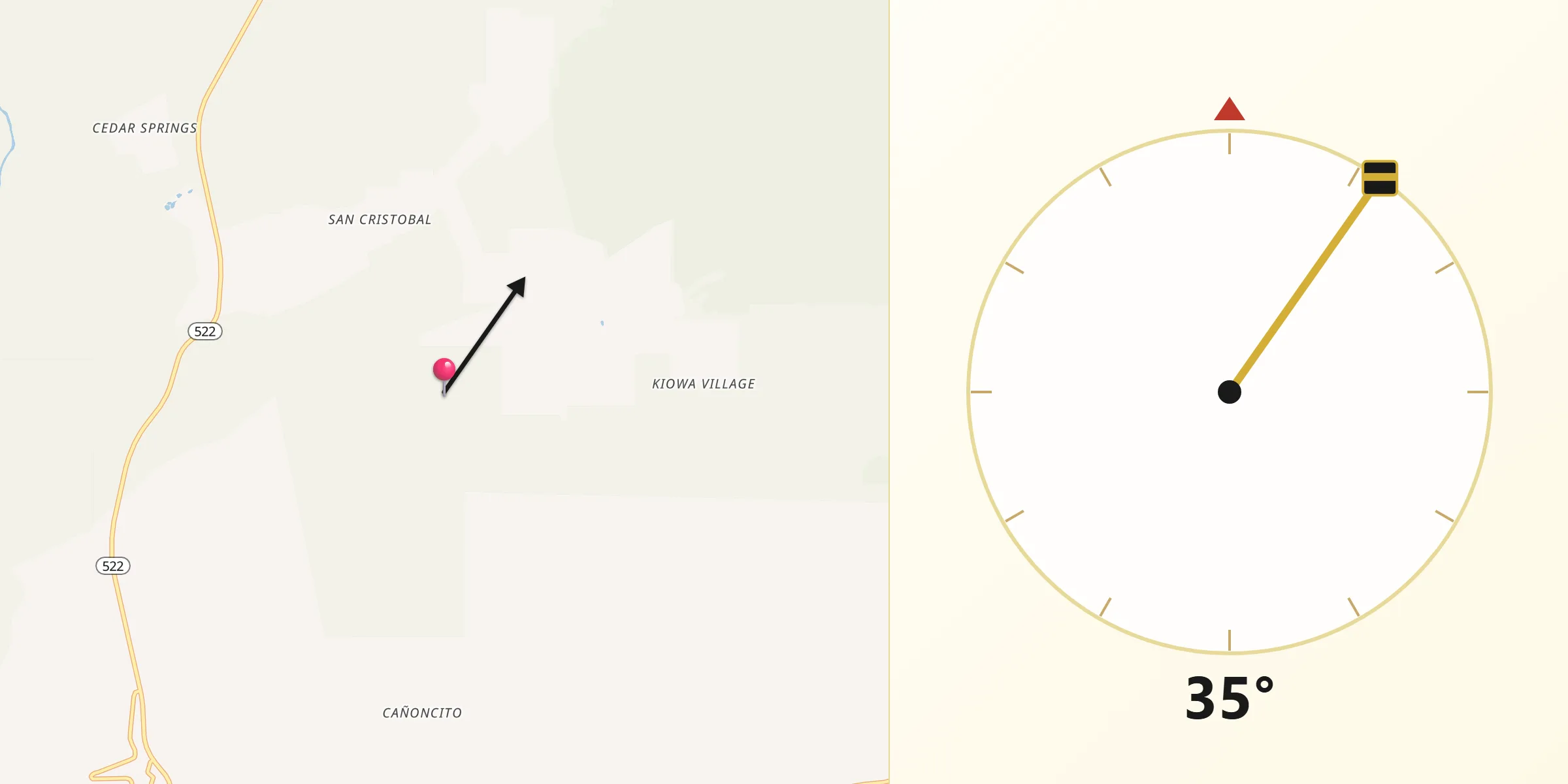 Qibla Direction from Taos County