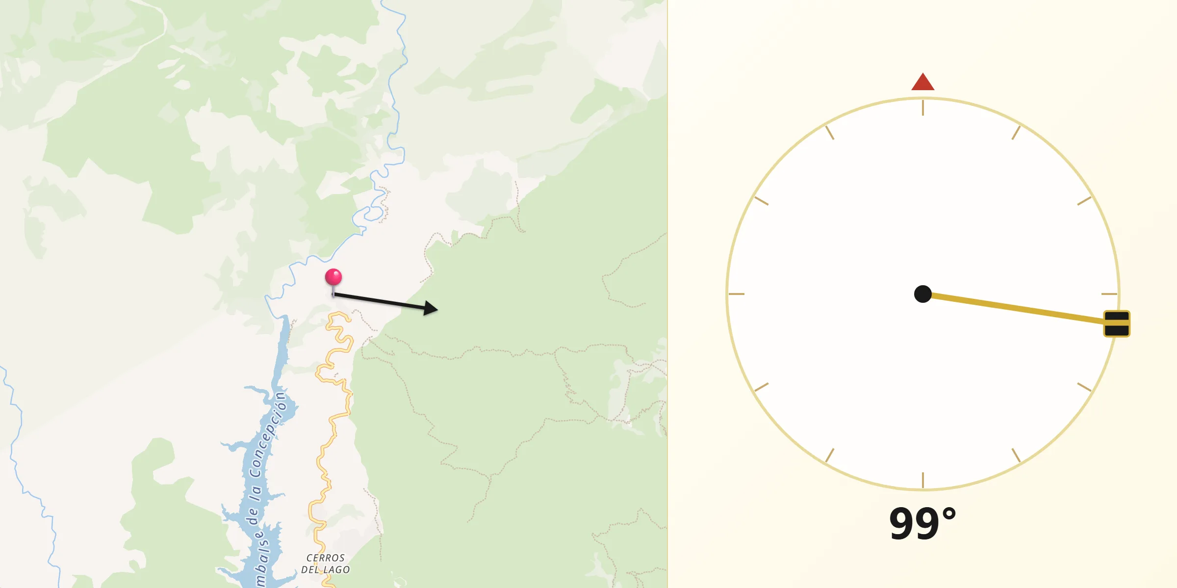 Dirección de la Qibla desde Istán