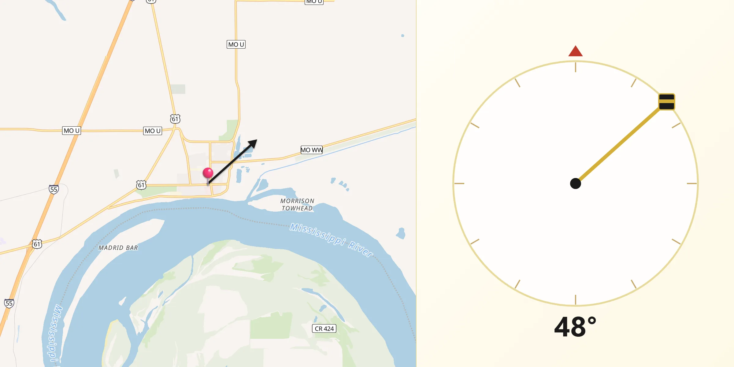 Qibla Direction from New Madrid