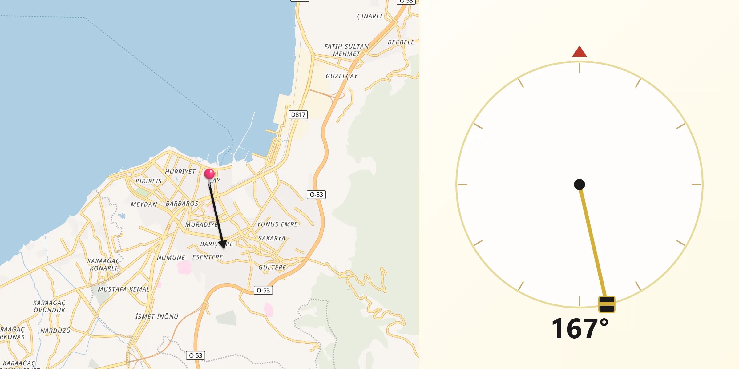 Qibla Riktning från İskenderun
