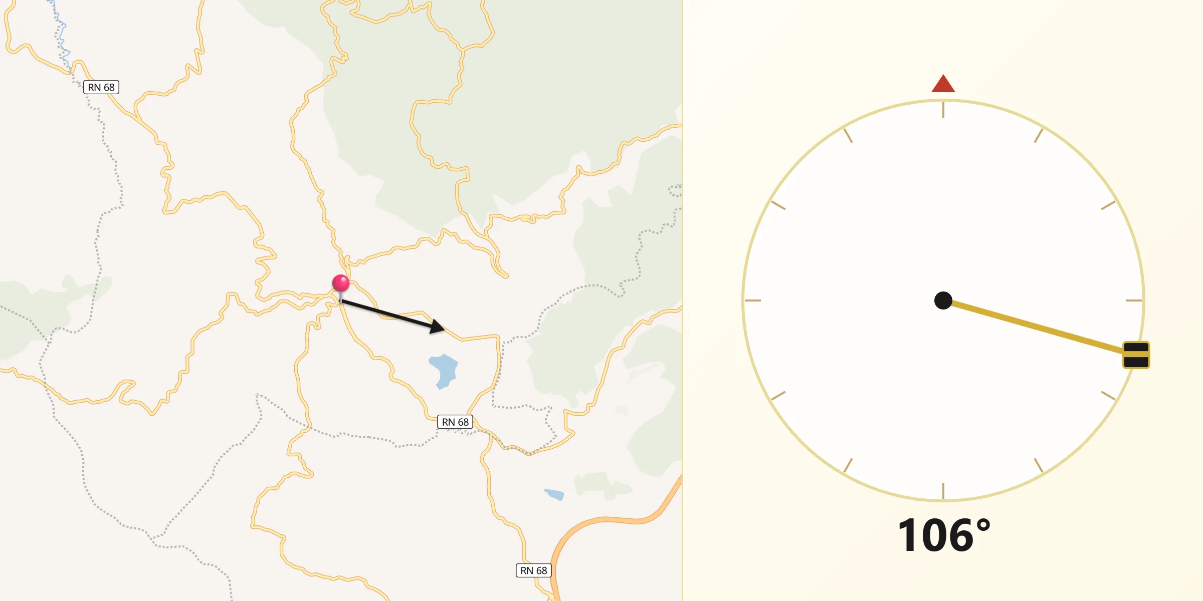 Direction vers la Qibla depuis Tizi Gheniff