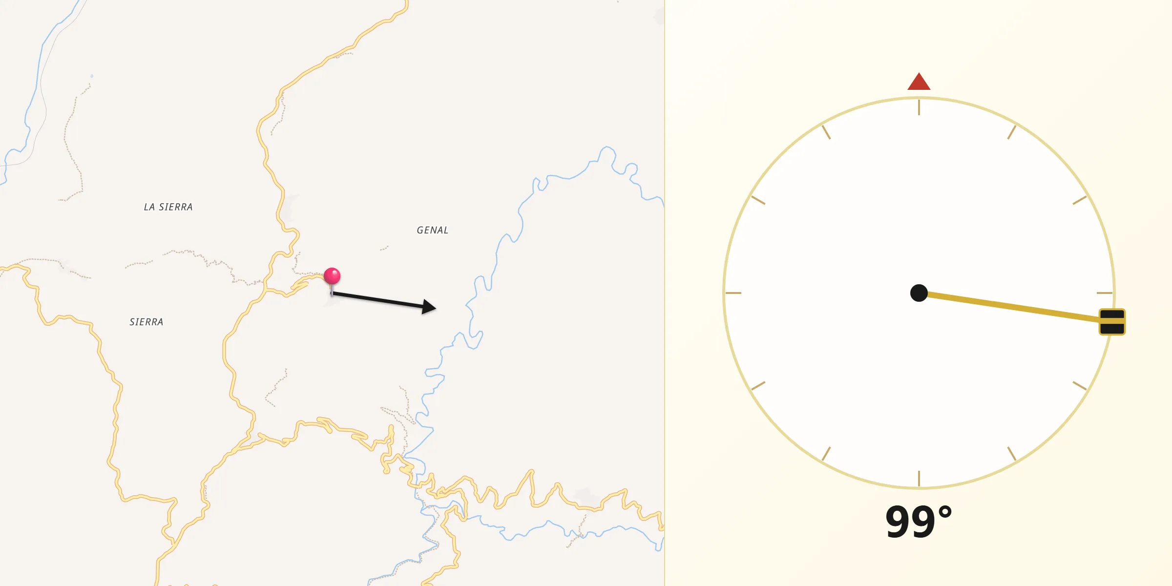 Dirección de la Qibla desde Benalauría