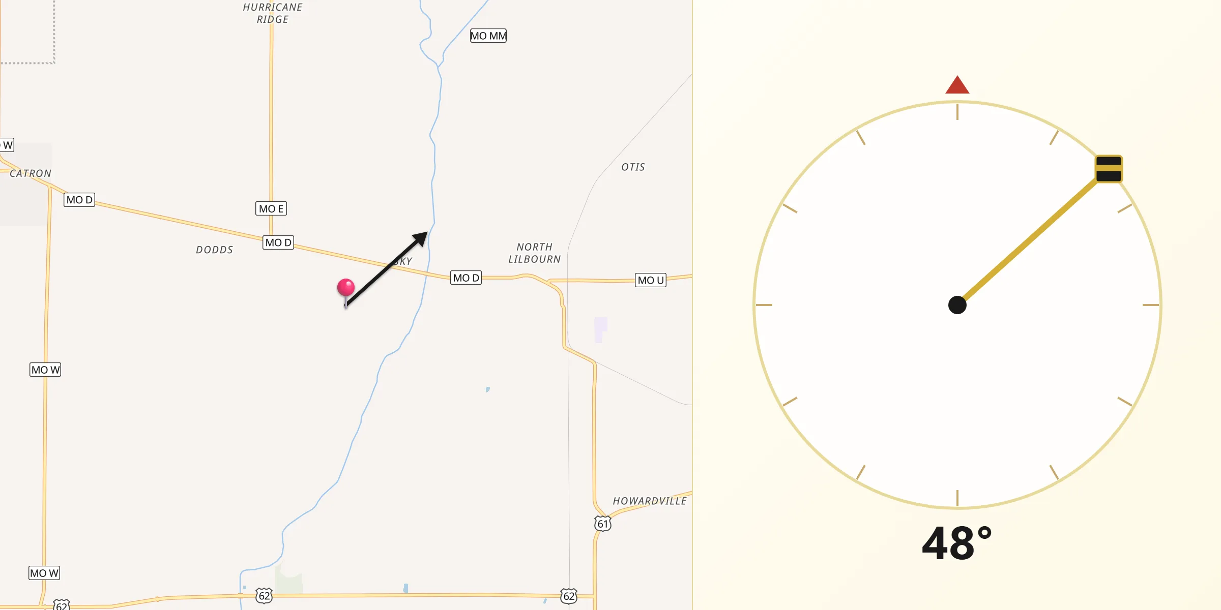 Qibla Direction from New Madrid County