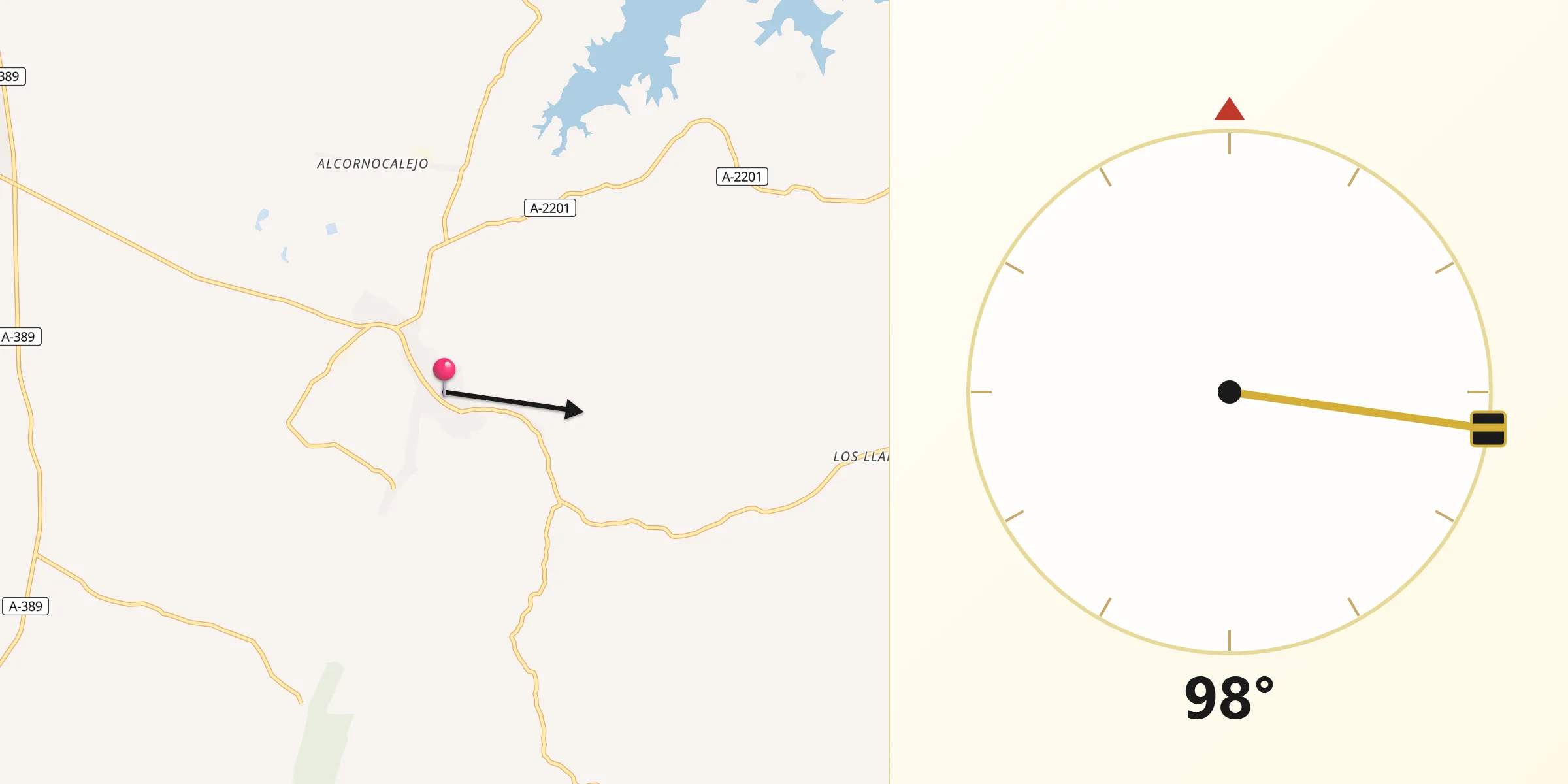Dirección de la Qibla desde San José del Valle