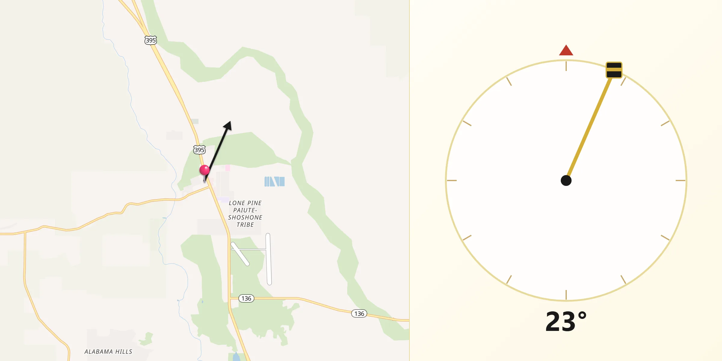 Qibla Direction from Lone Pine