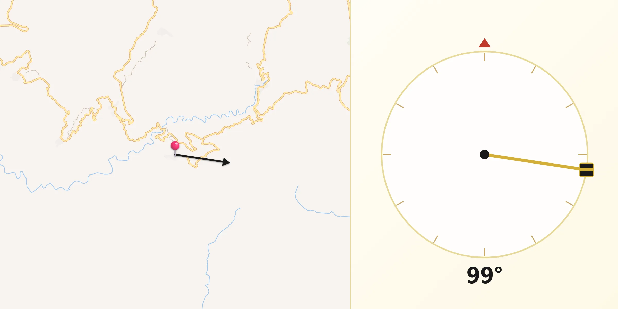 Dirección de la Qibla desde Pujerra
