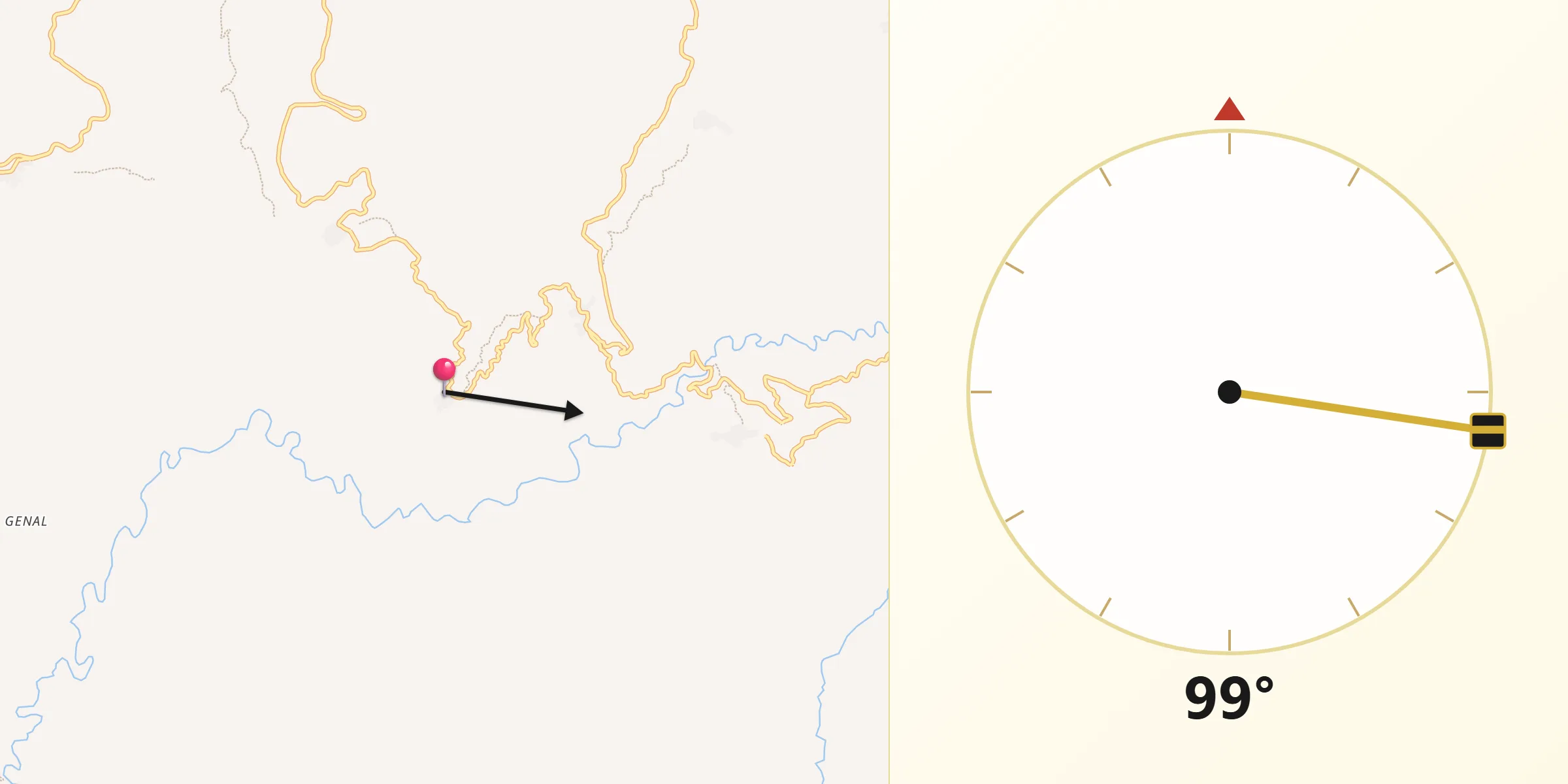 Dirección de la Qibla desde Faraján