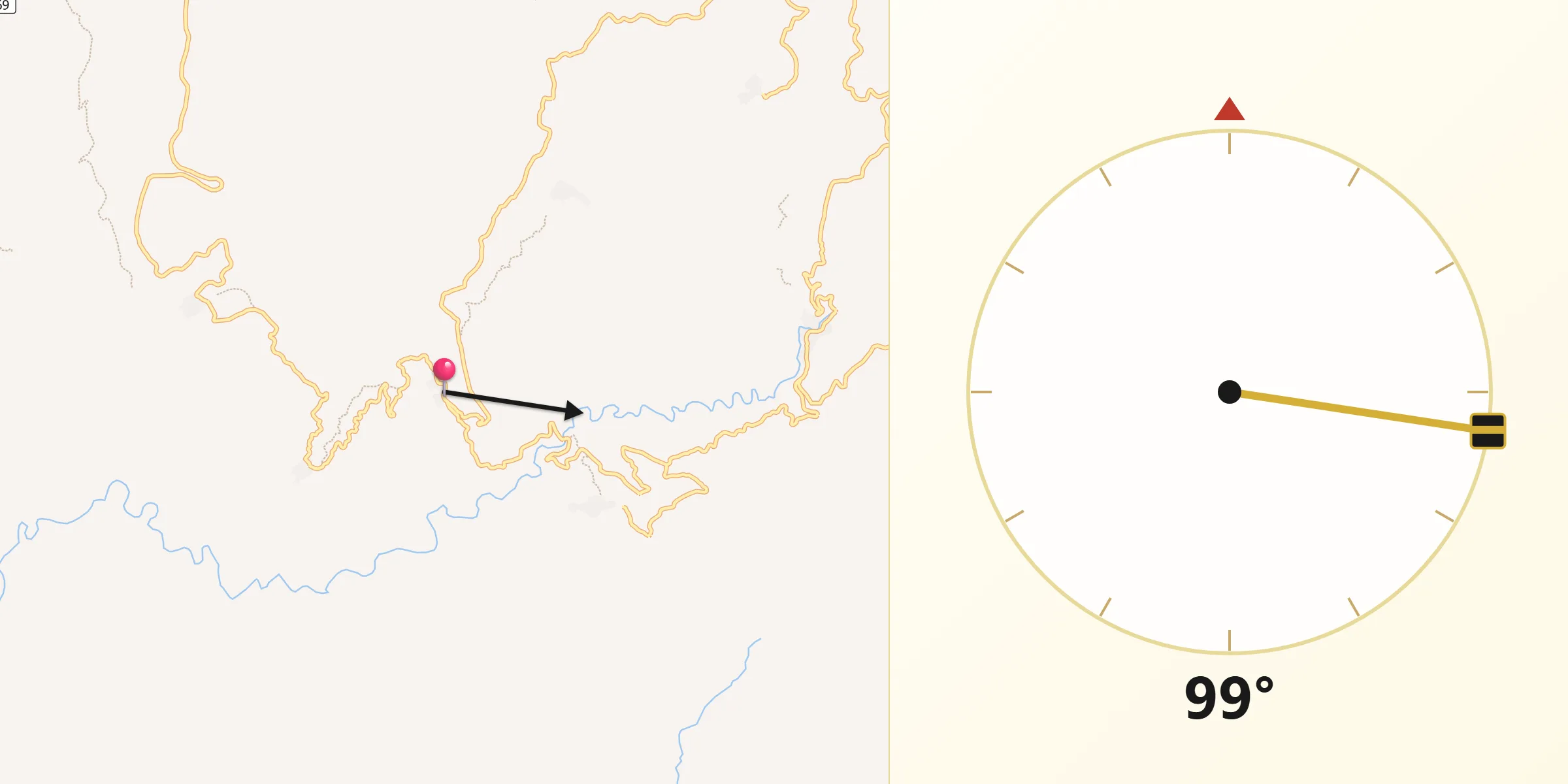 Dirección de la Qibla desde Júzcar