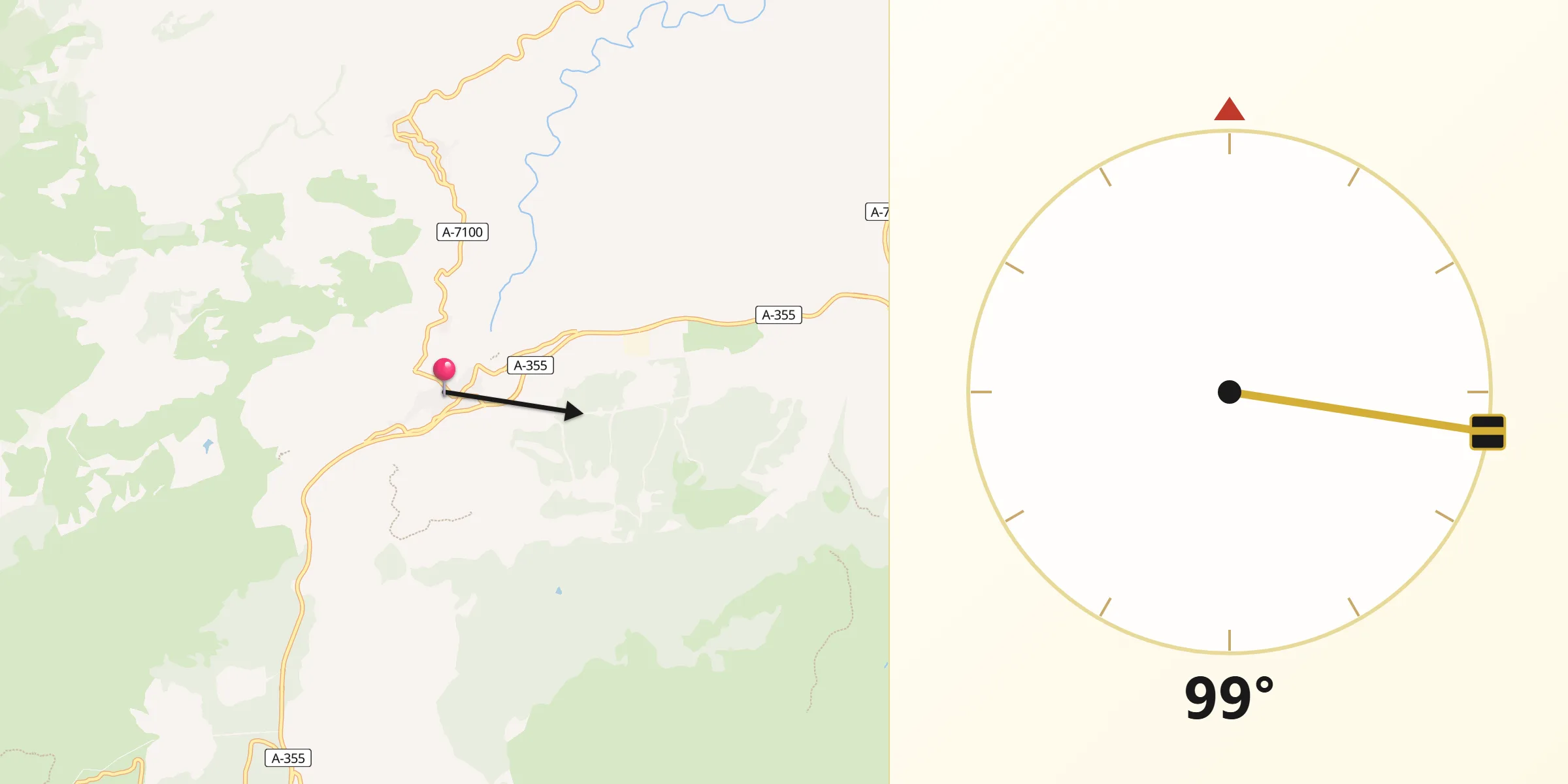 Dirección de la Qibla desde Monda