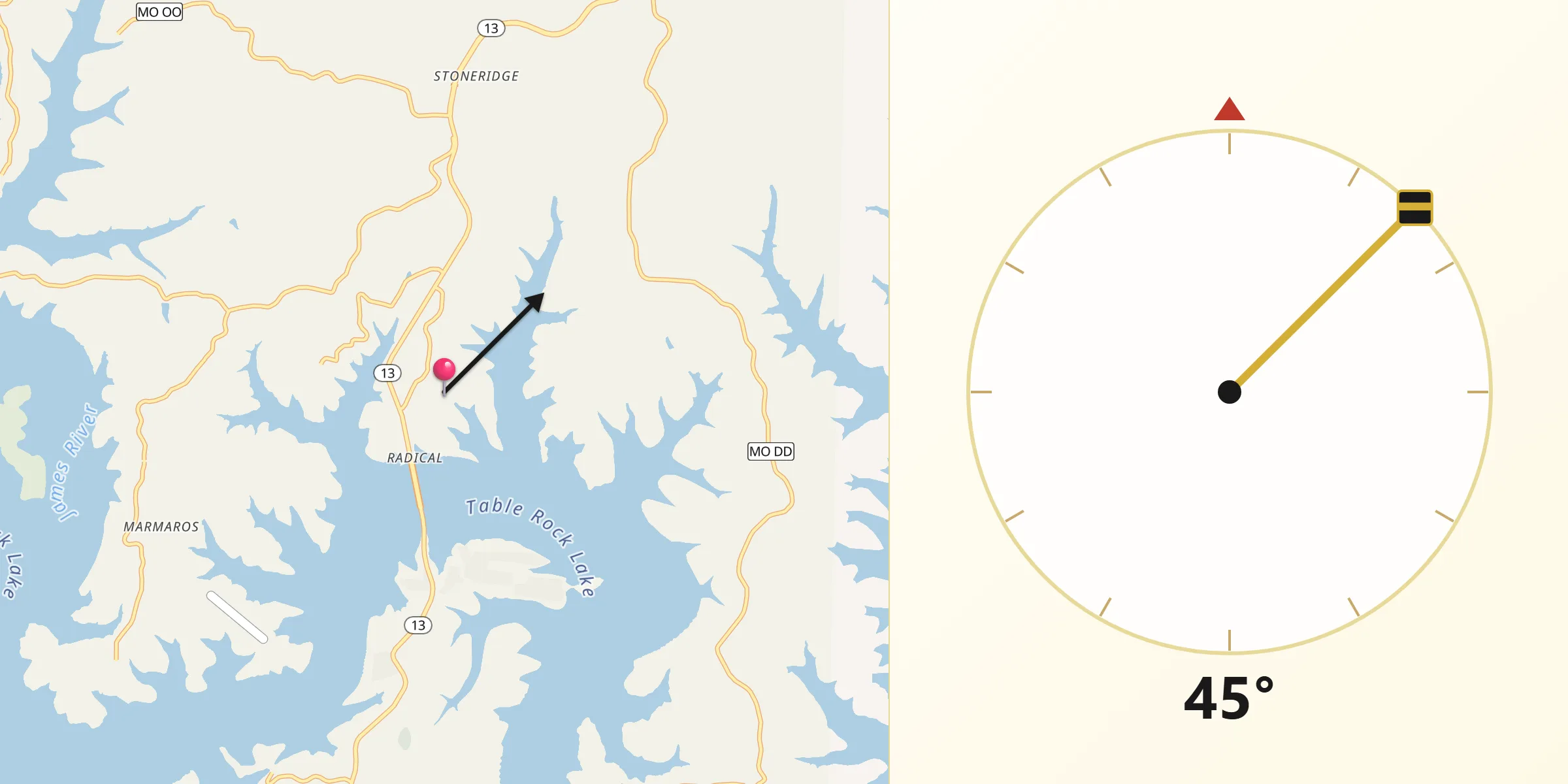 Qibla Direction from Kimberling City