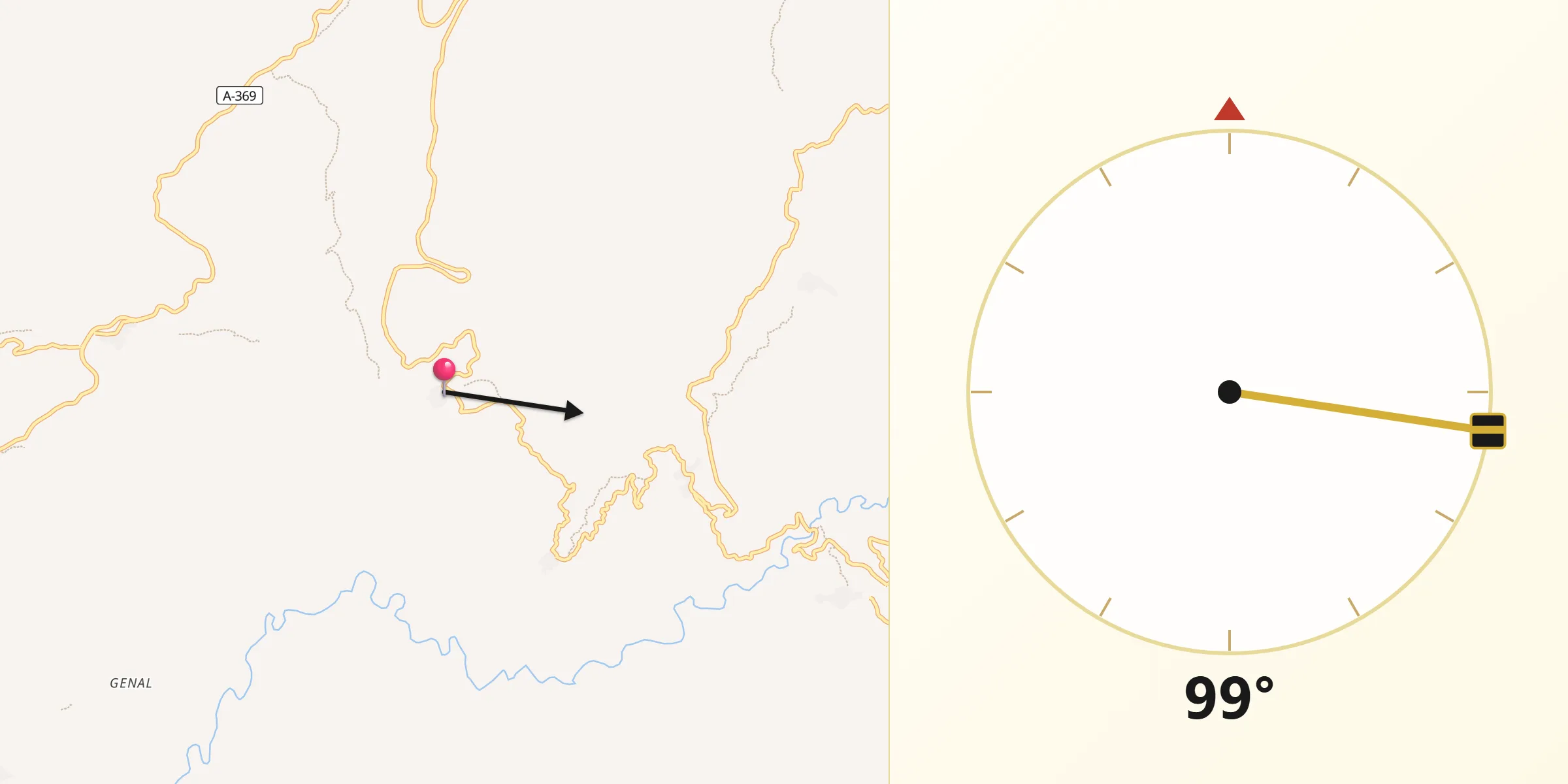 Dirección de la Qibla desde Alpandeire