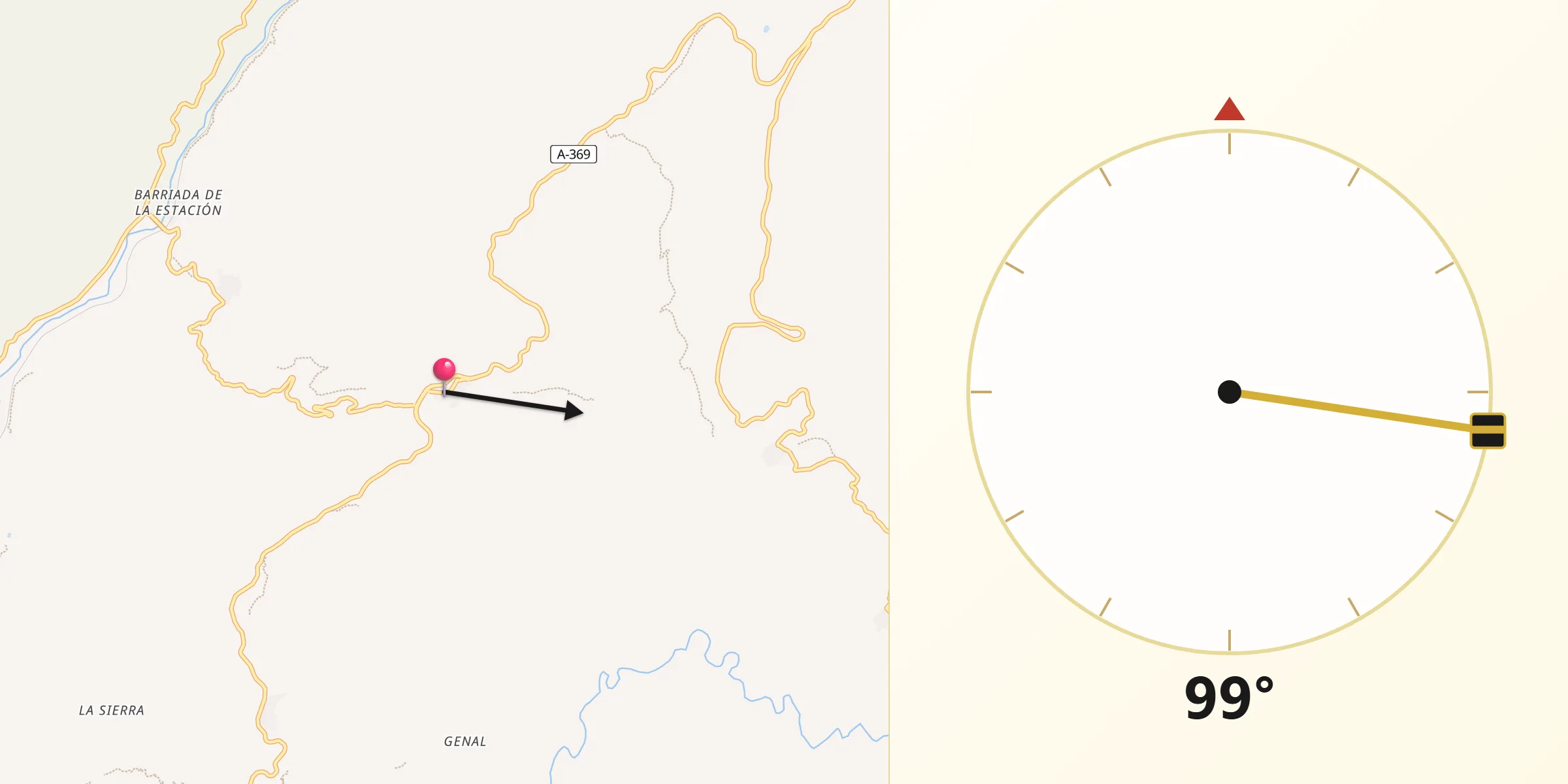 Dirección de la Qibla desde Atajate