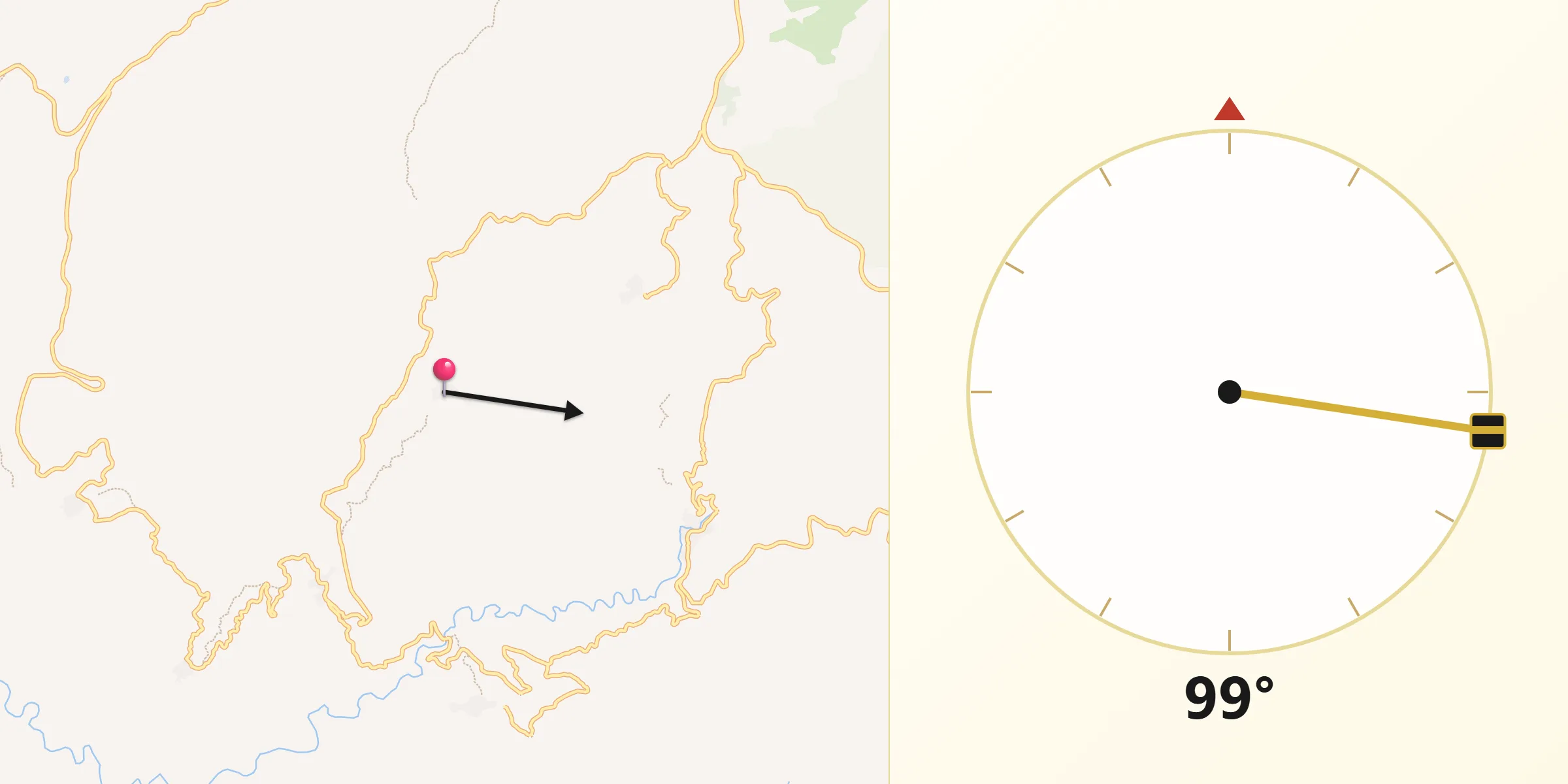 Dirección de la Qibla desde Cartajima