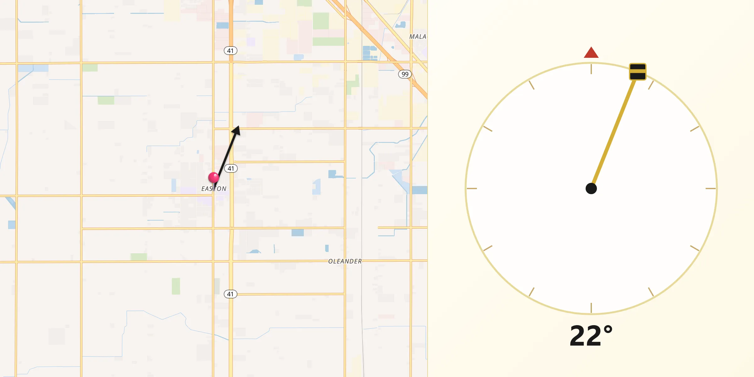 Qibla Direction from Easton