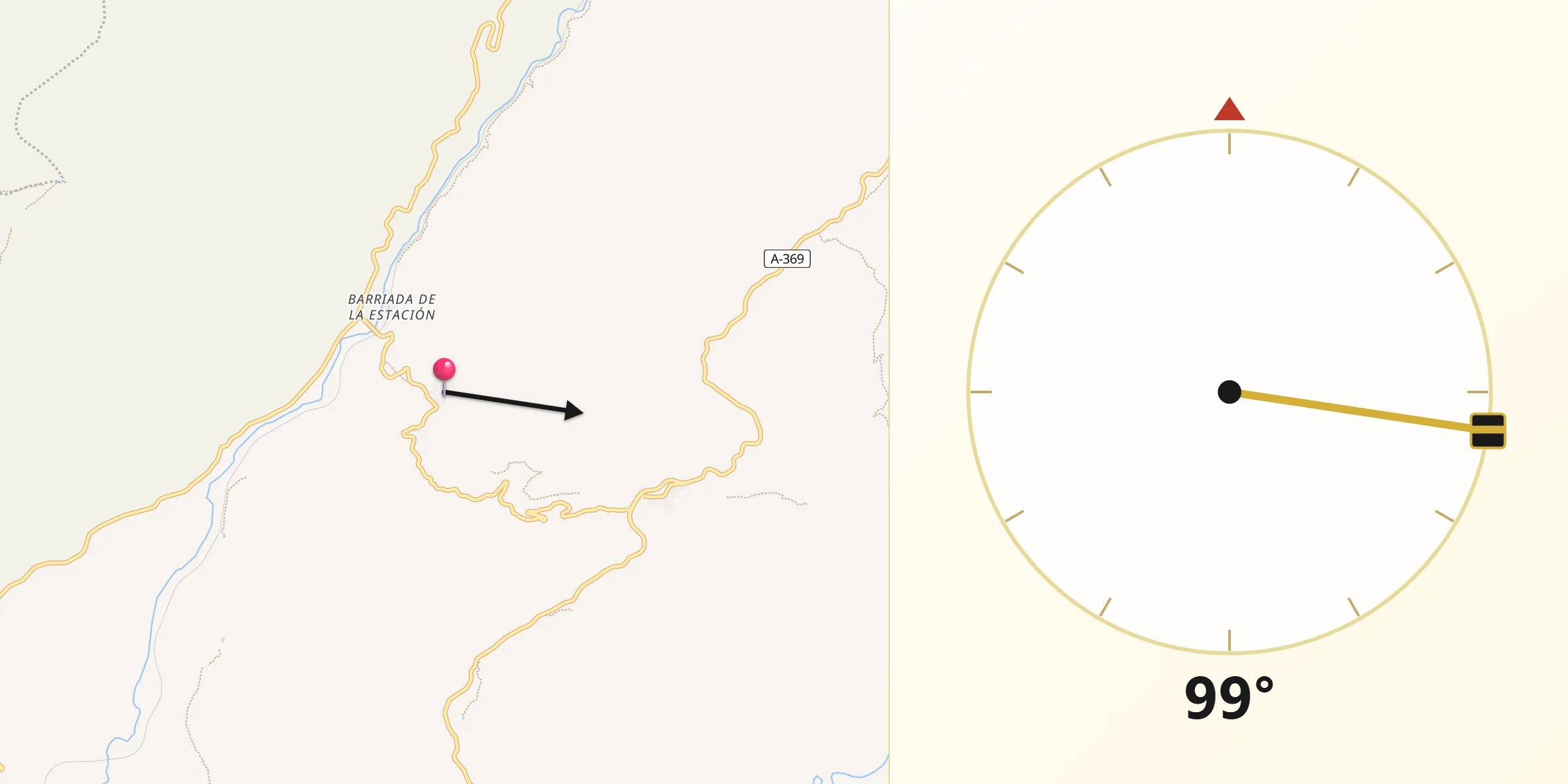 Dirección de la Qibla desde Jimera de Líbar