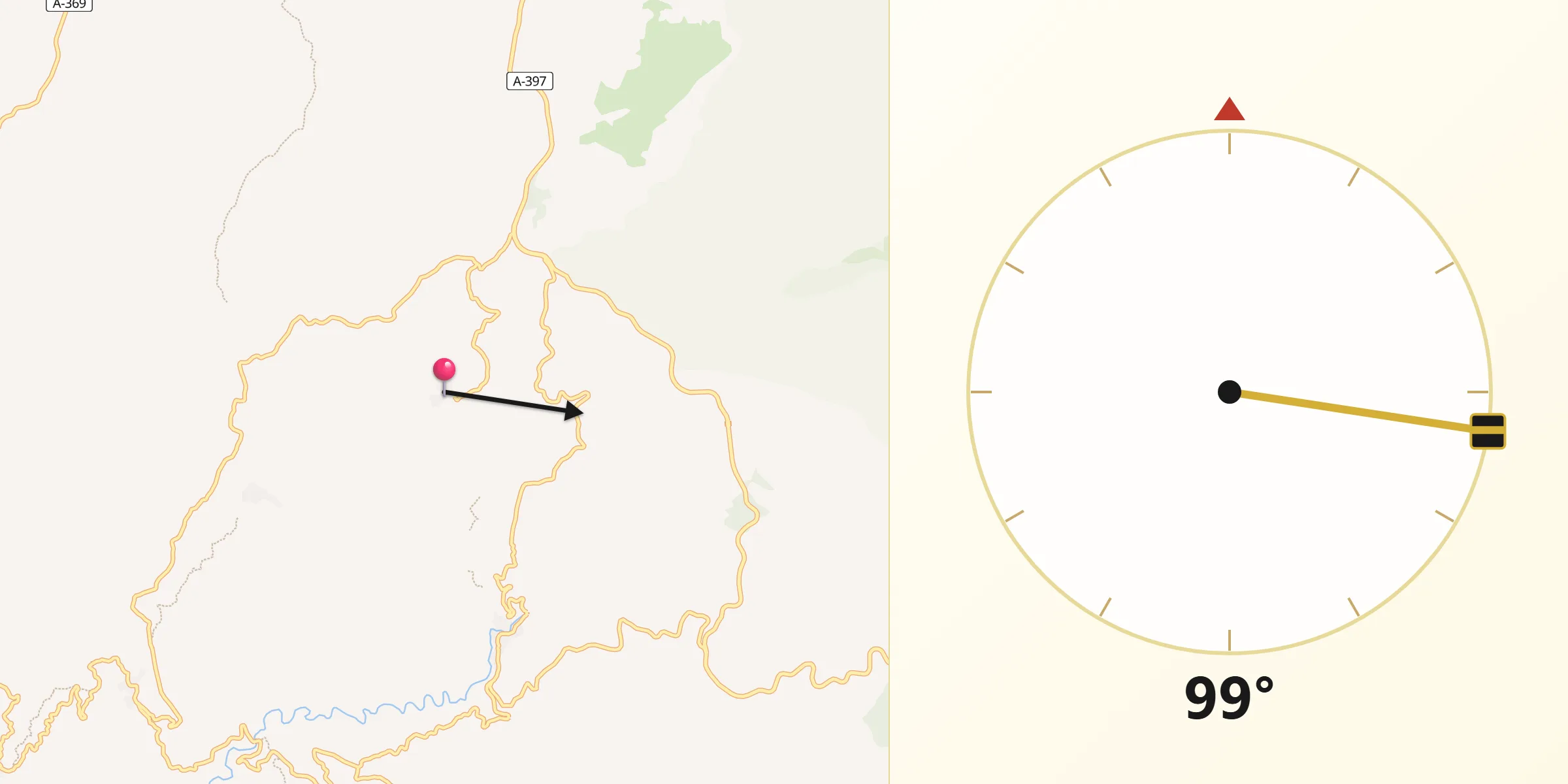Dirección de la Qibla desde Parauta