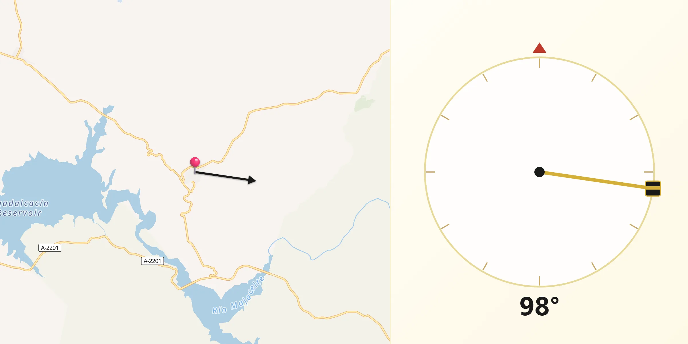 Dirección de la Qibla desde Algar